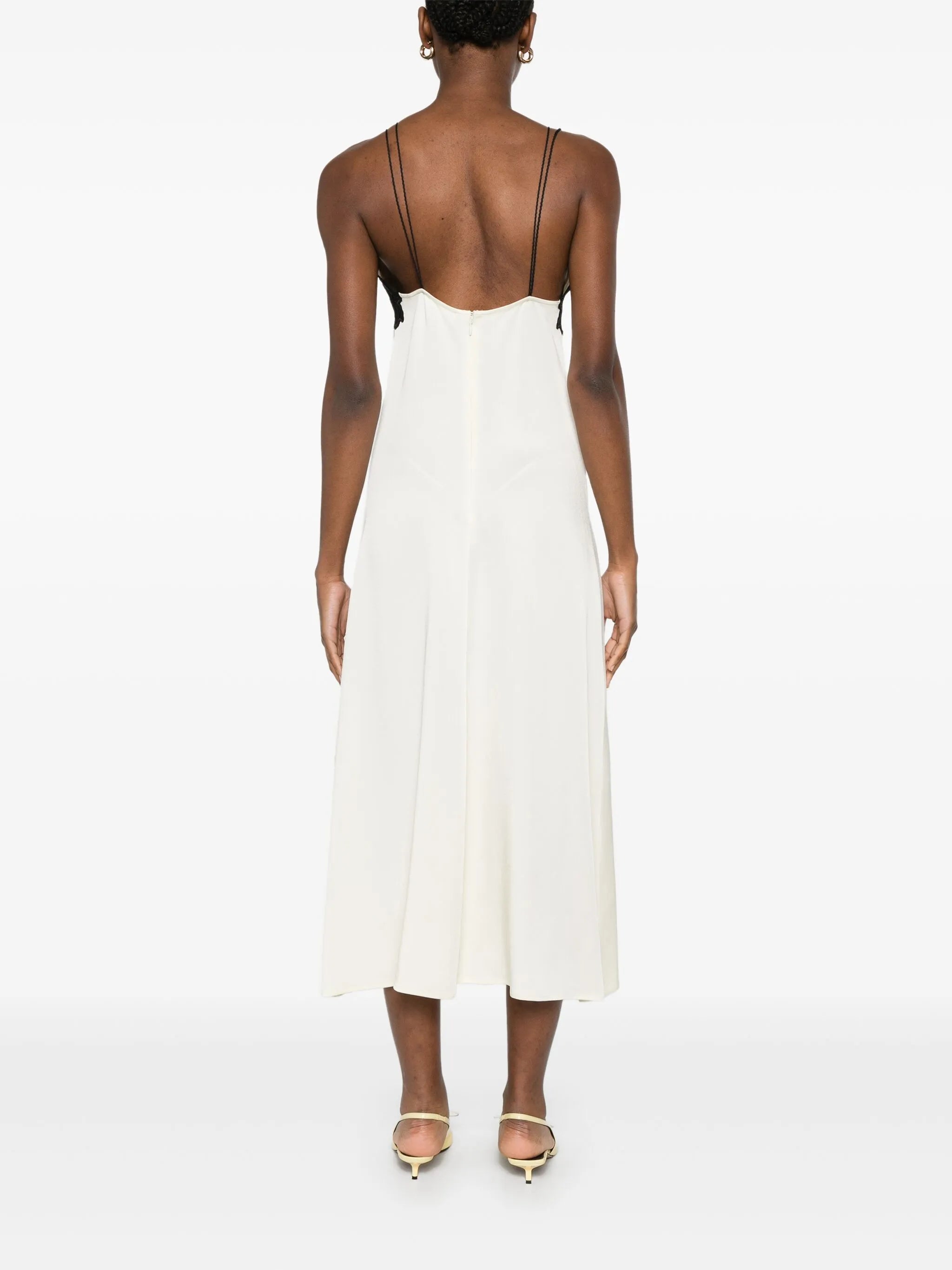 lace-trimmed midi dress