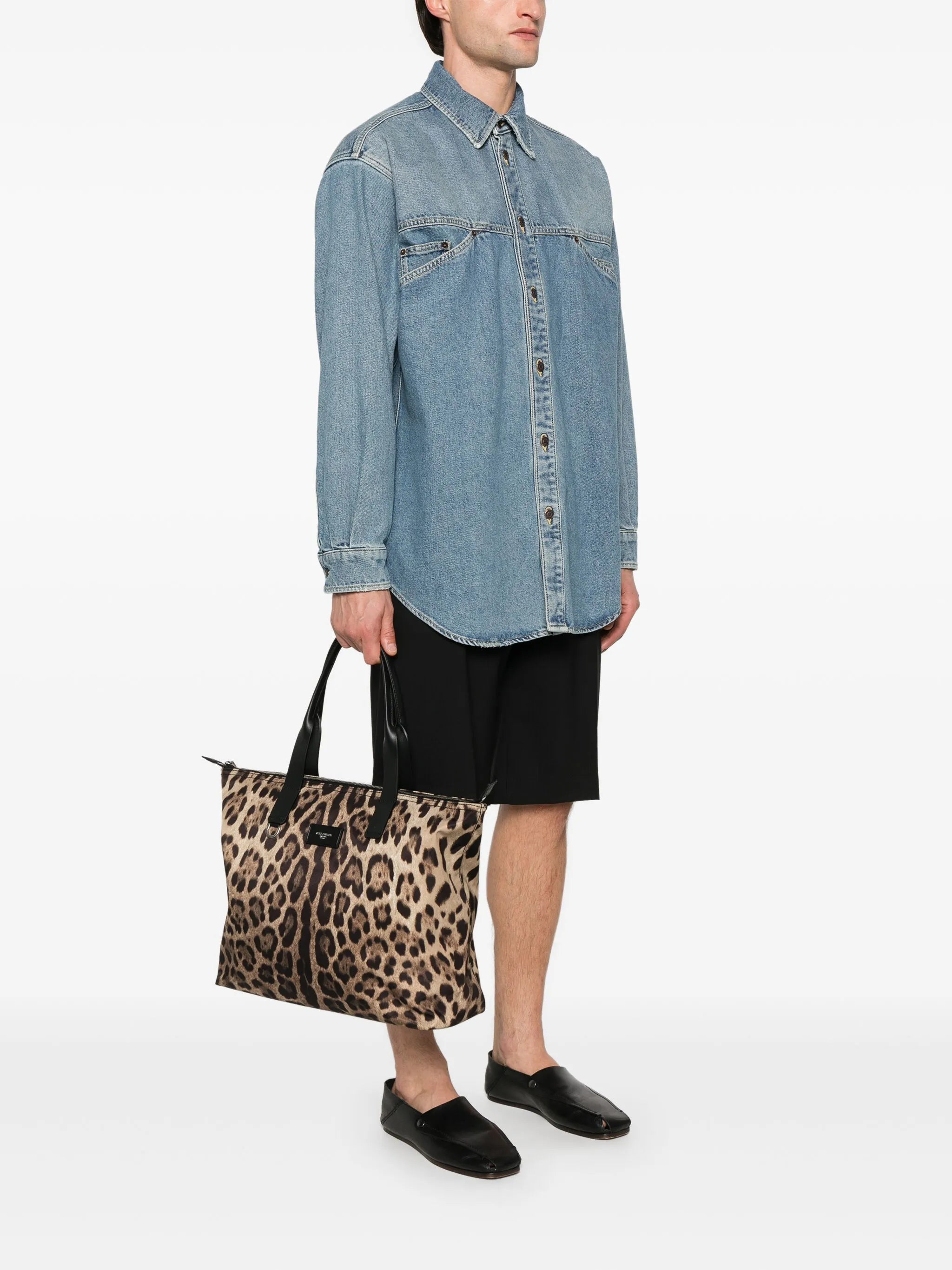 leopard-print tote bag