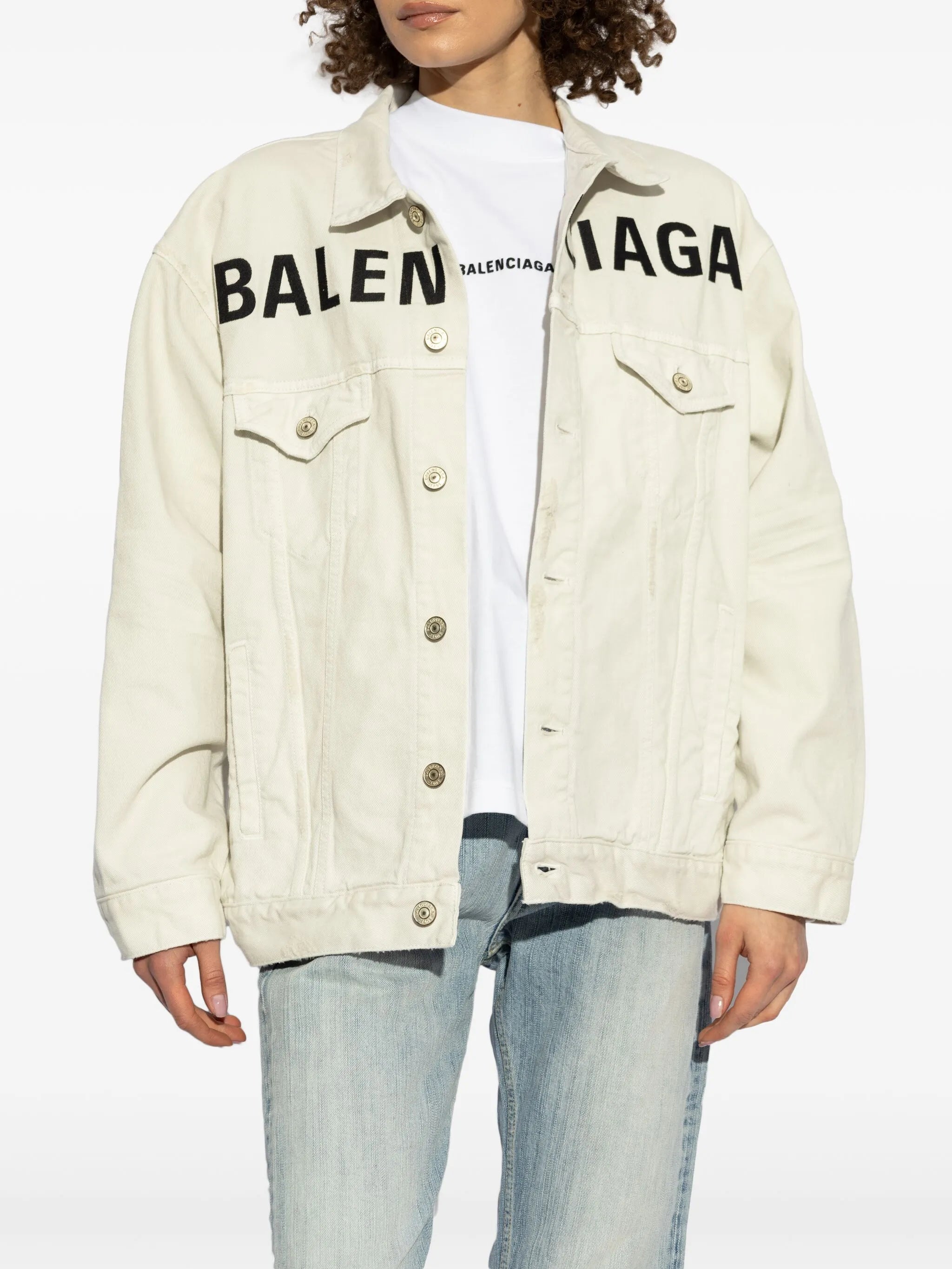 logo-print denim jacket