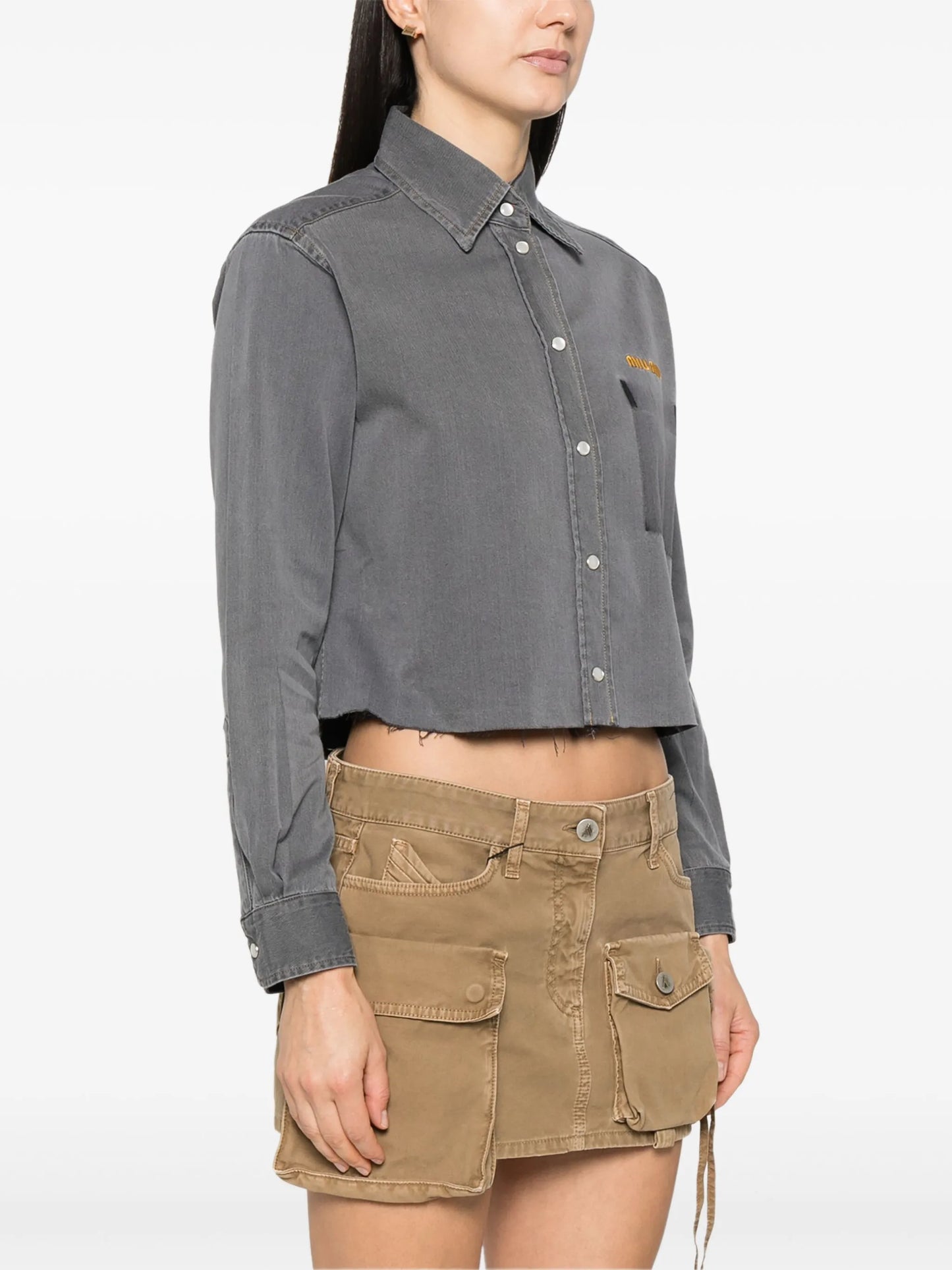 cropped chambray shirt
