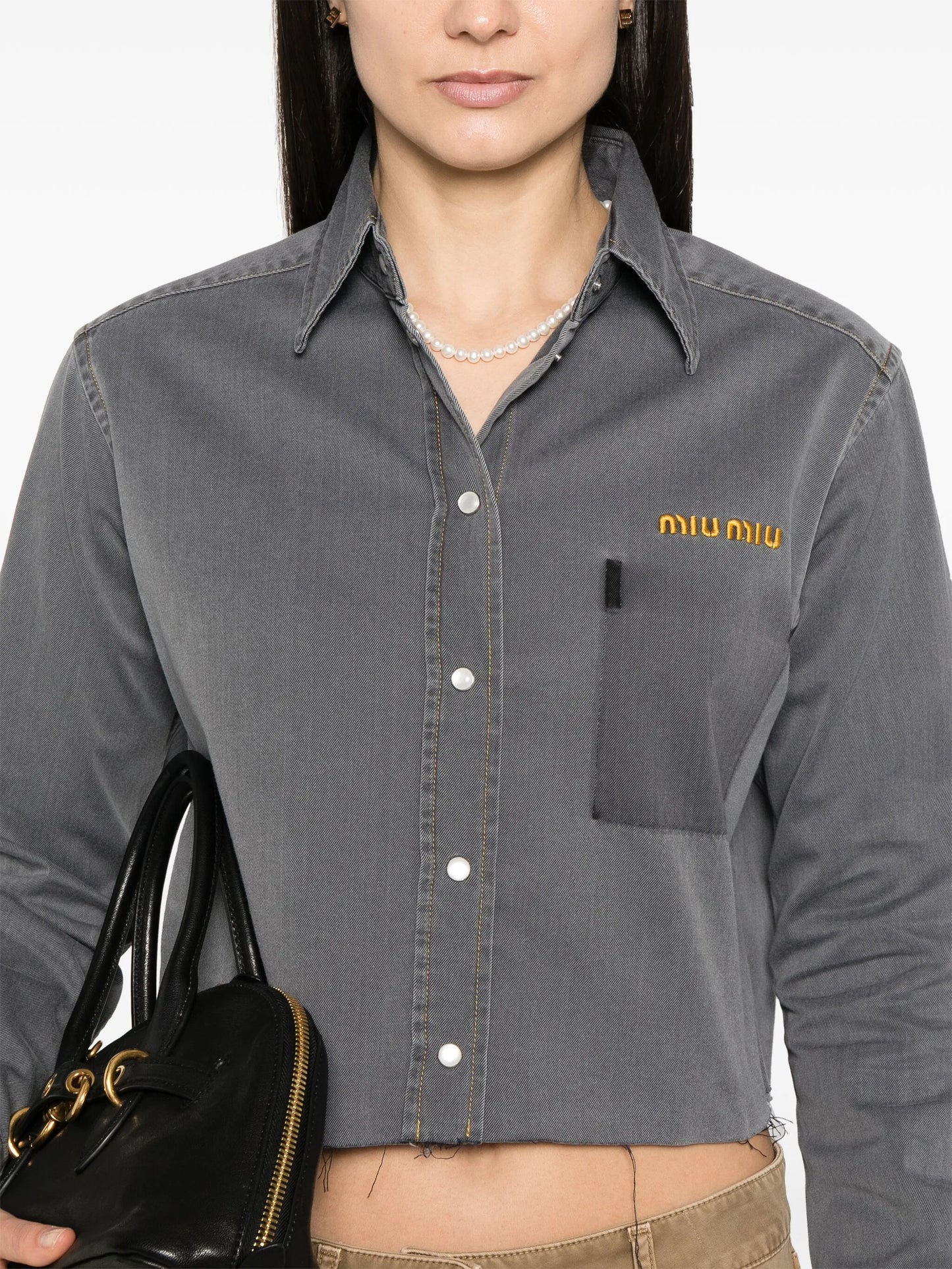 cropped chambray shirt