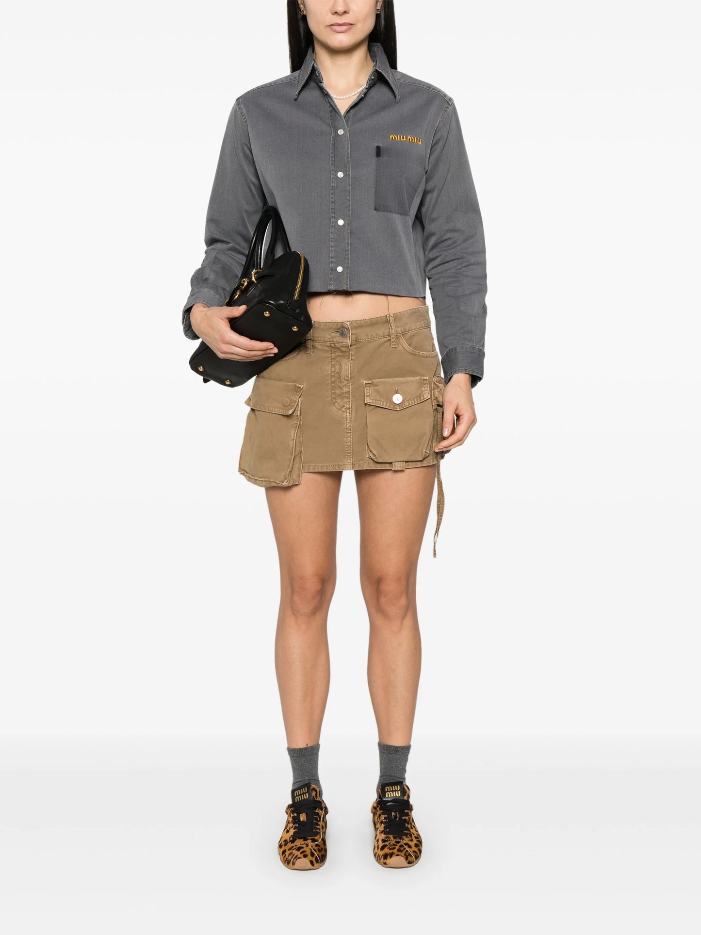 cropped chambray shirt