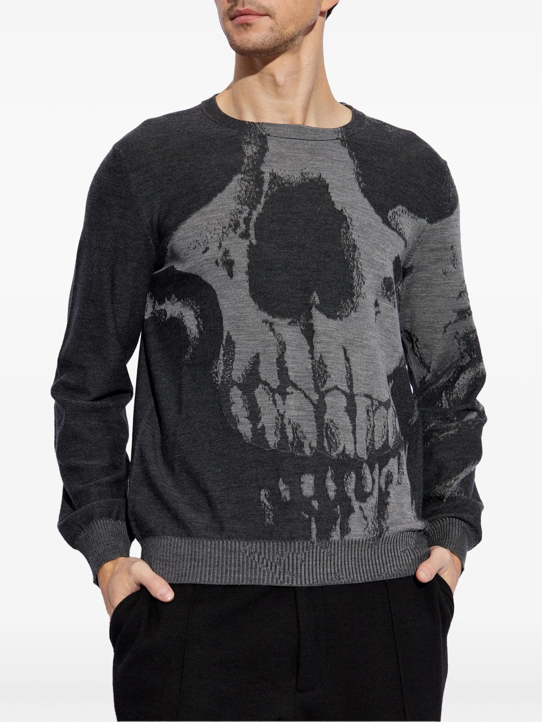 skull-intarsia sweater