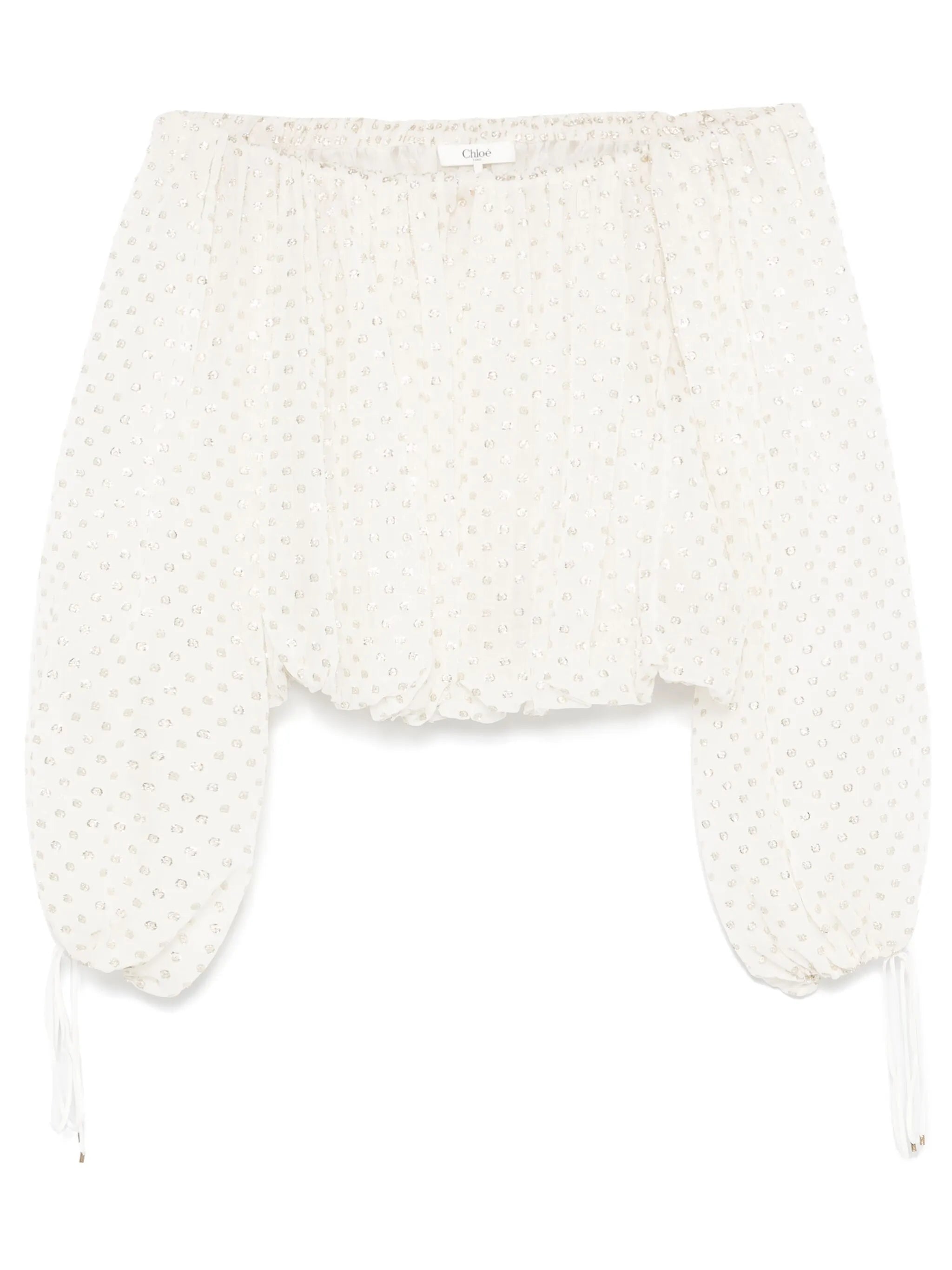 off-the-shoulder jacquard blouse