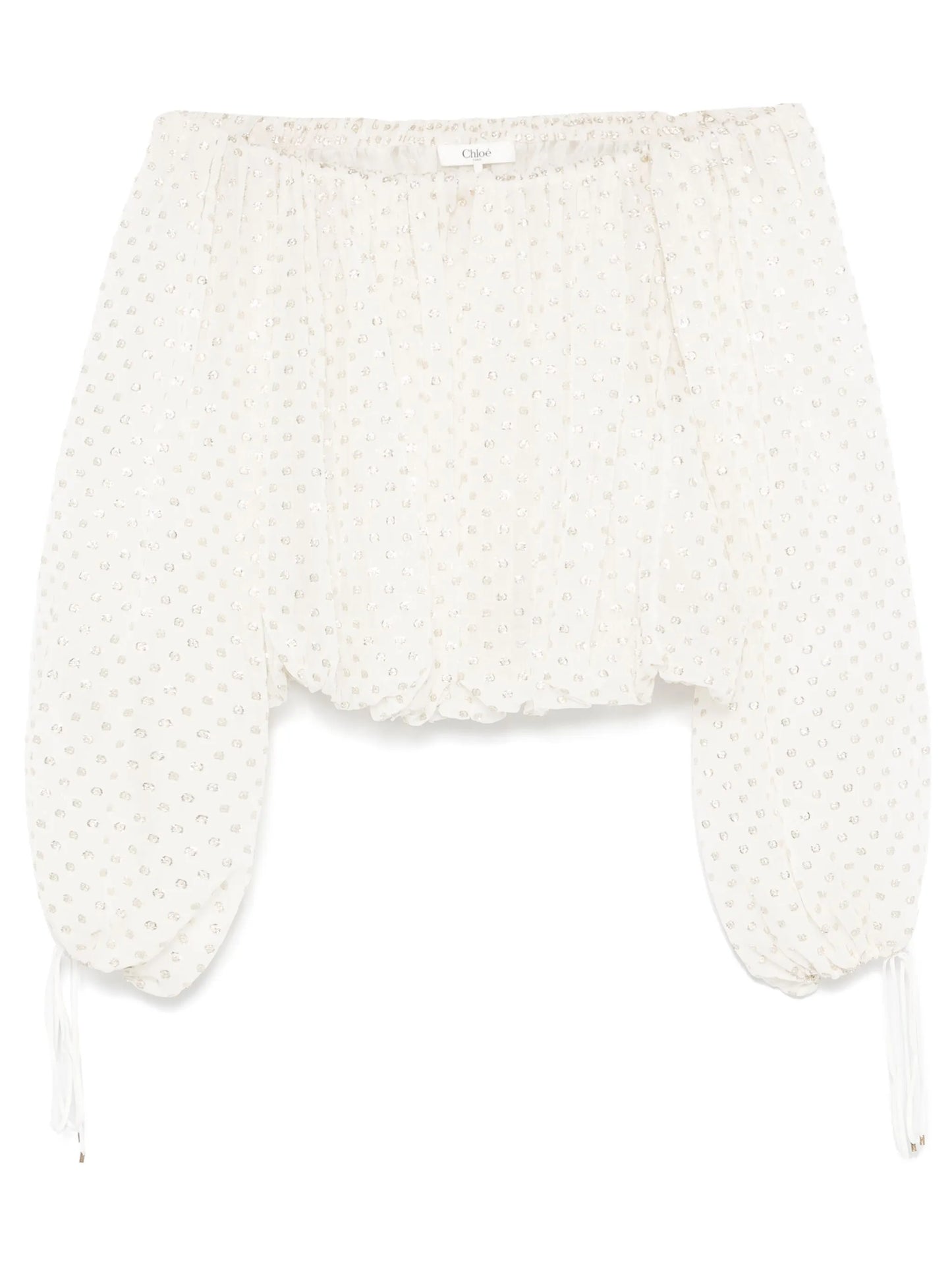 off-the-shoulder jacquard blouse