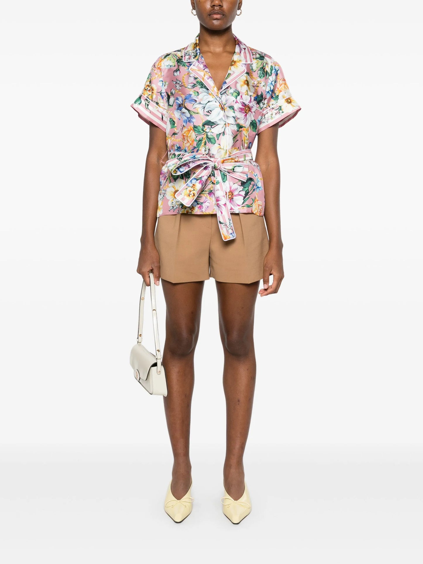 floral-print silk shirt