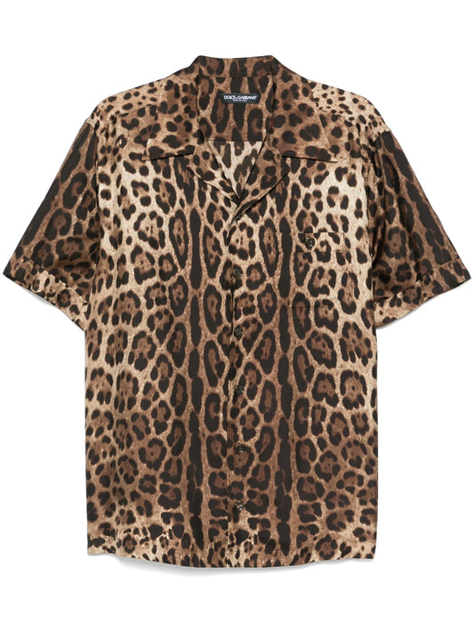 leopard-print silk shirt