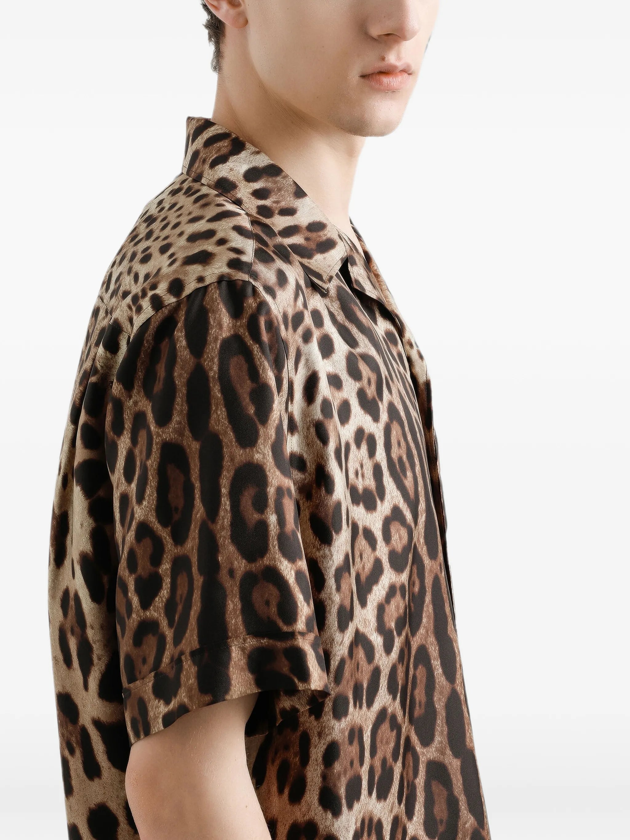 leopard-print silk shirt