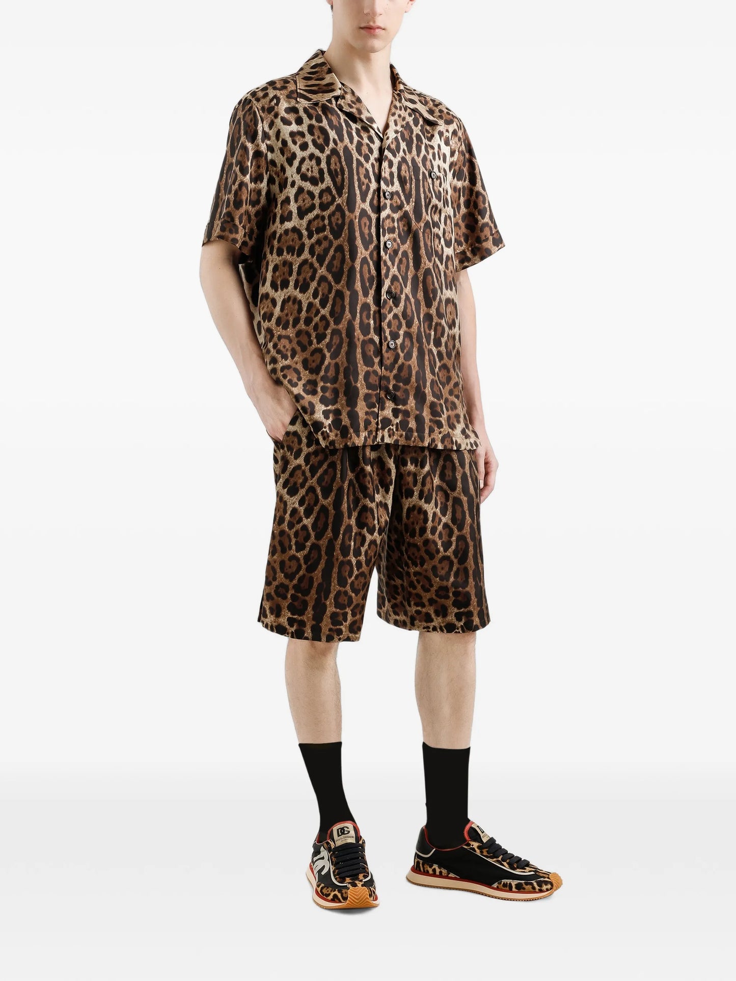 leopard-print silk shirt