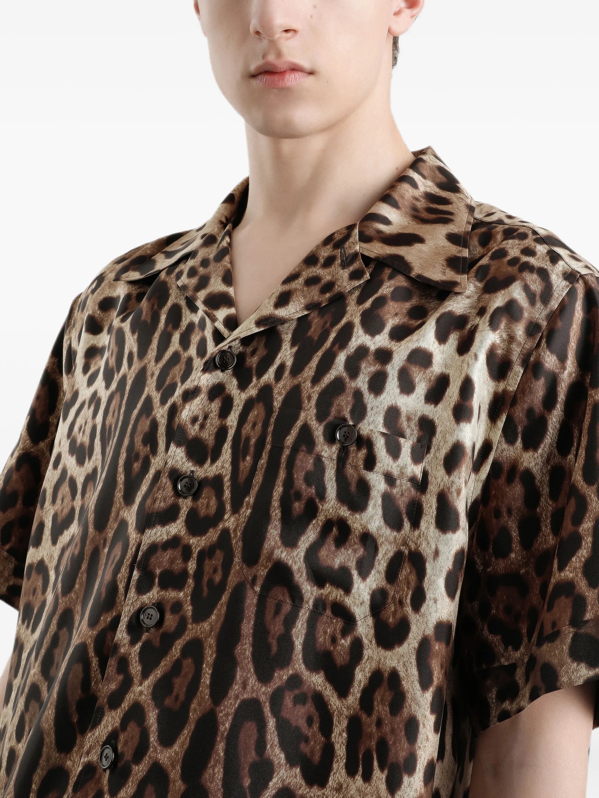 leopard-print silk shirt