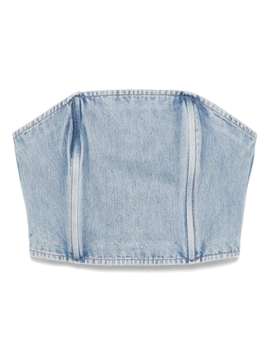 strapless denim top