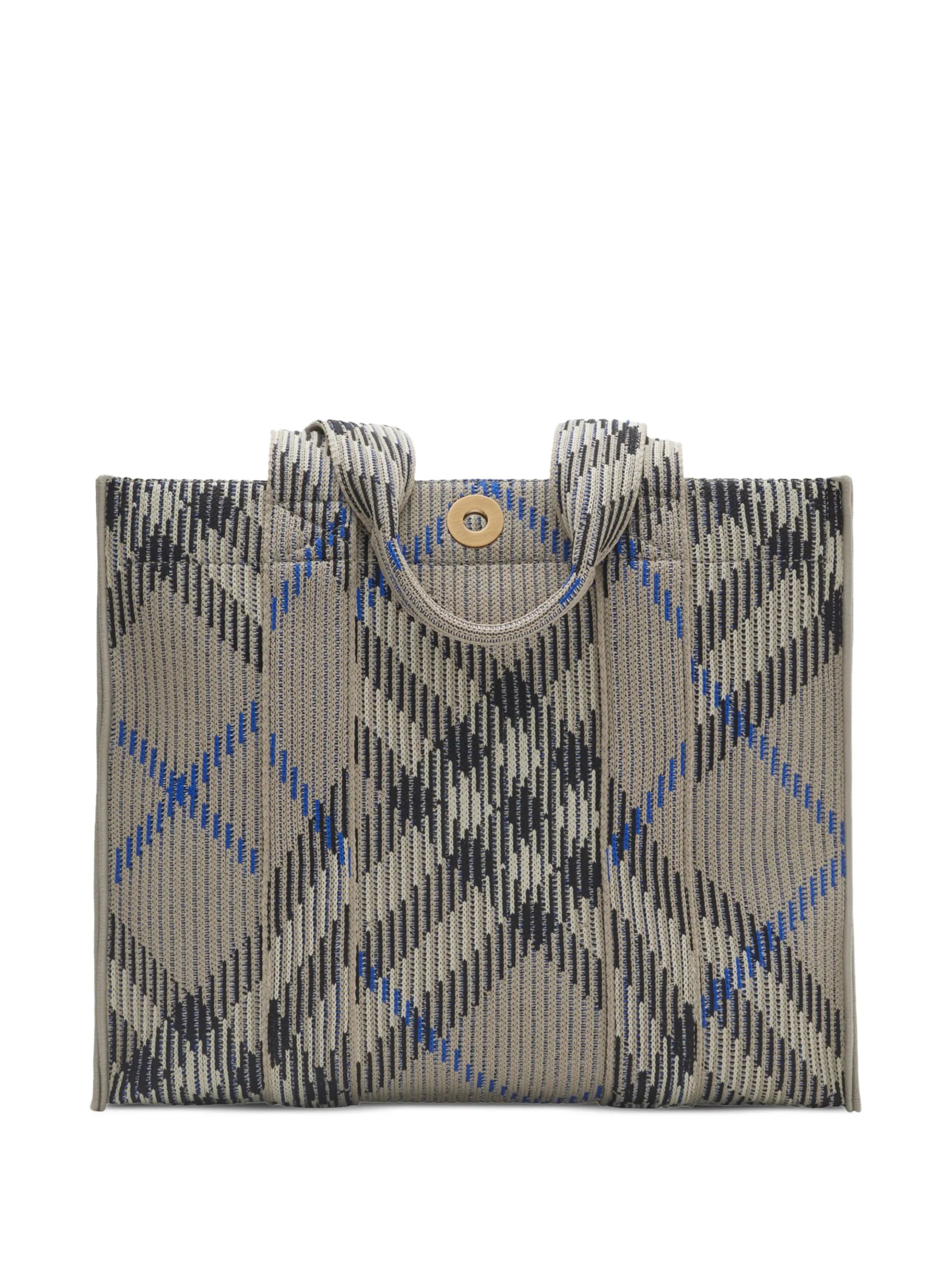 small Check knitted tote bag