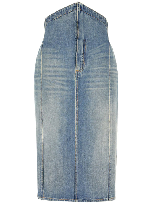denim midi skirt