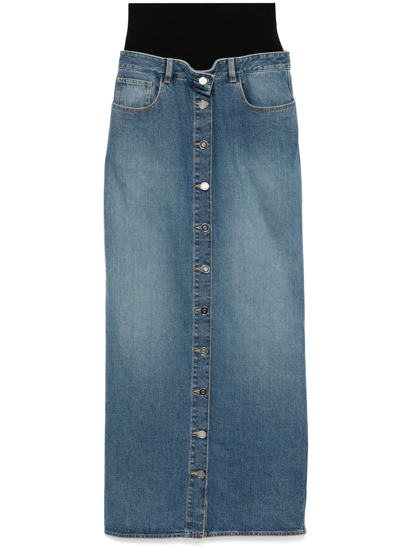 knitted waistband denim skirt