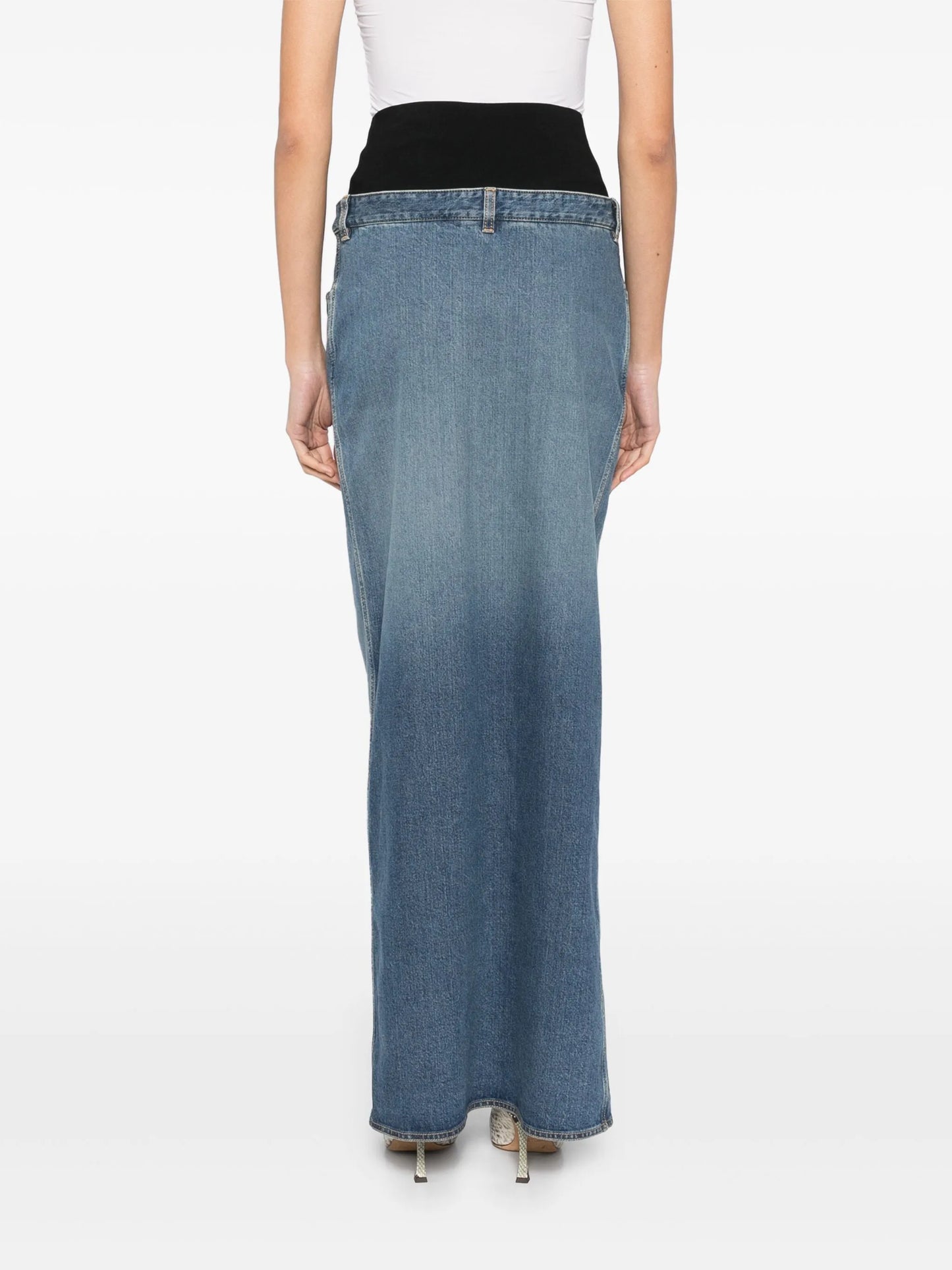 knitted waistband denim skirt