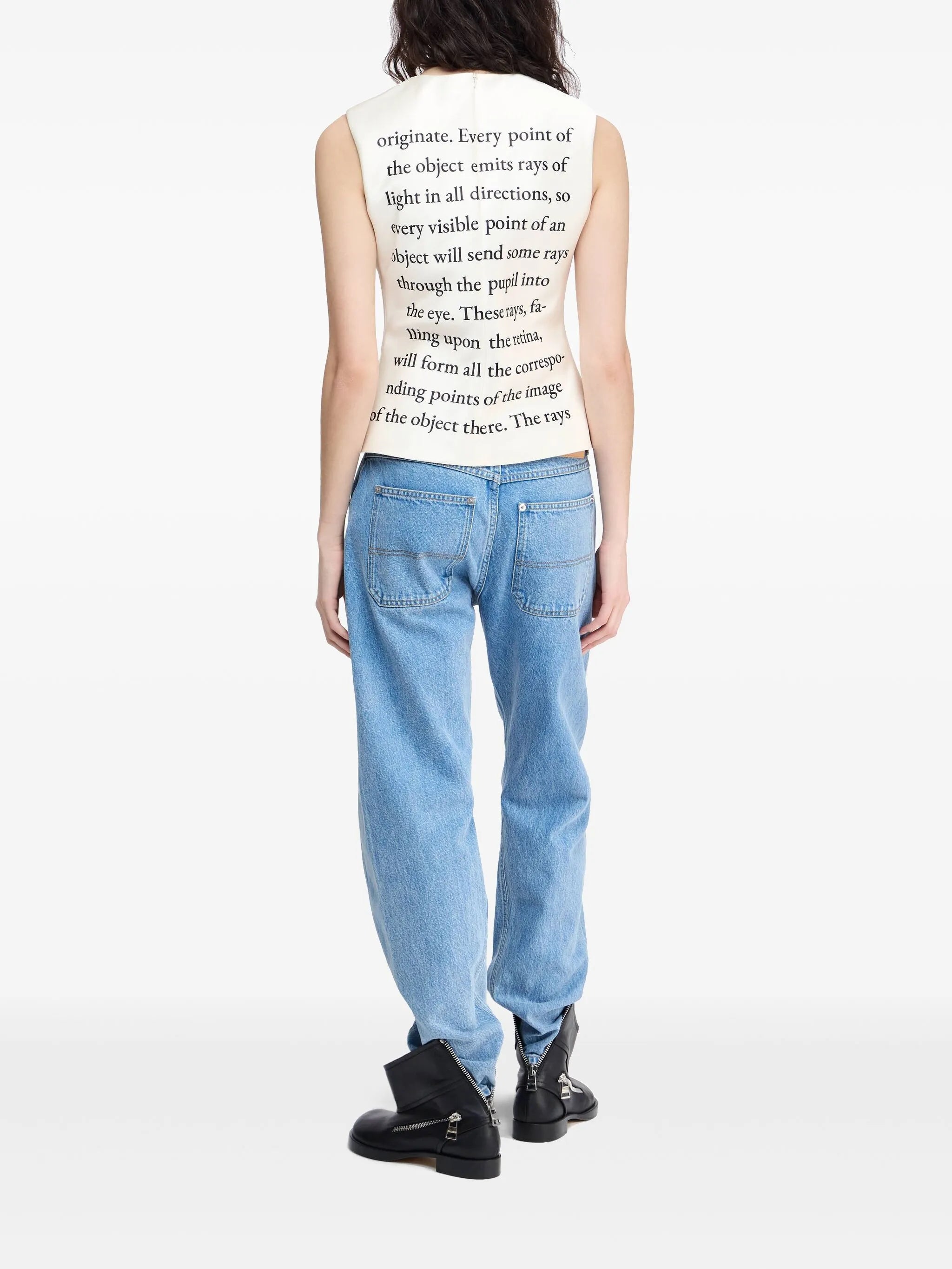 text-print tank top