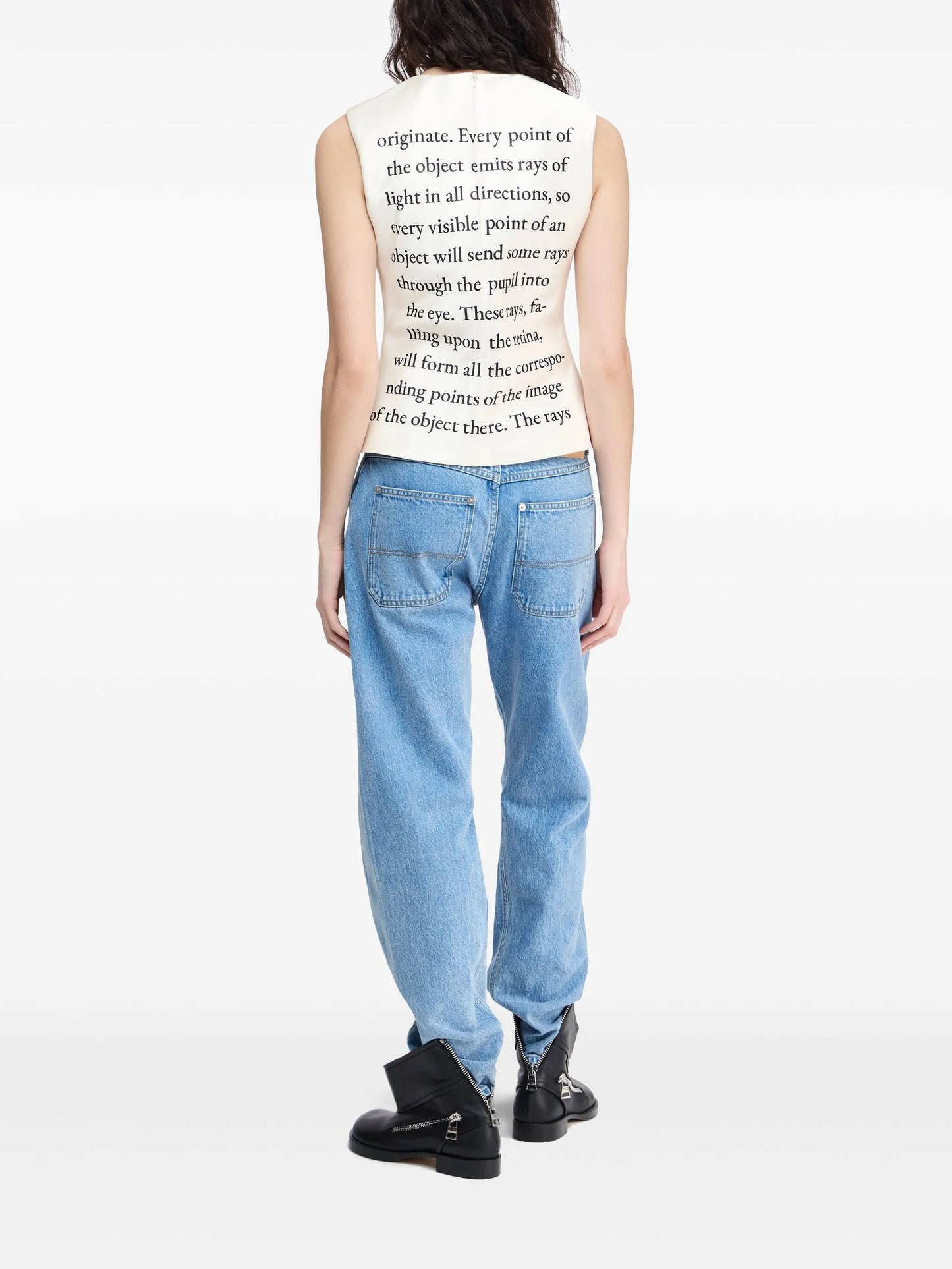 text-print tank top
