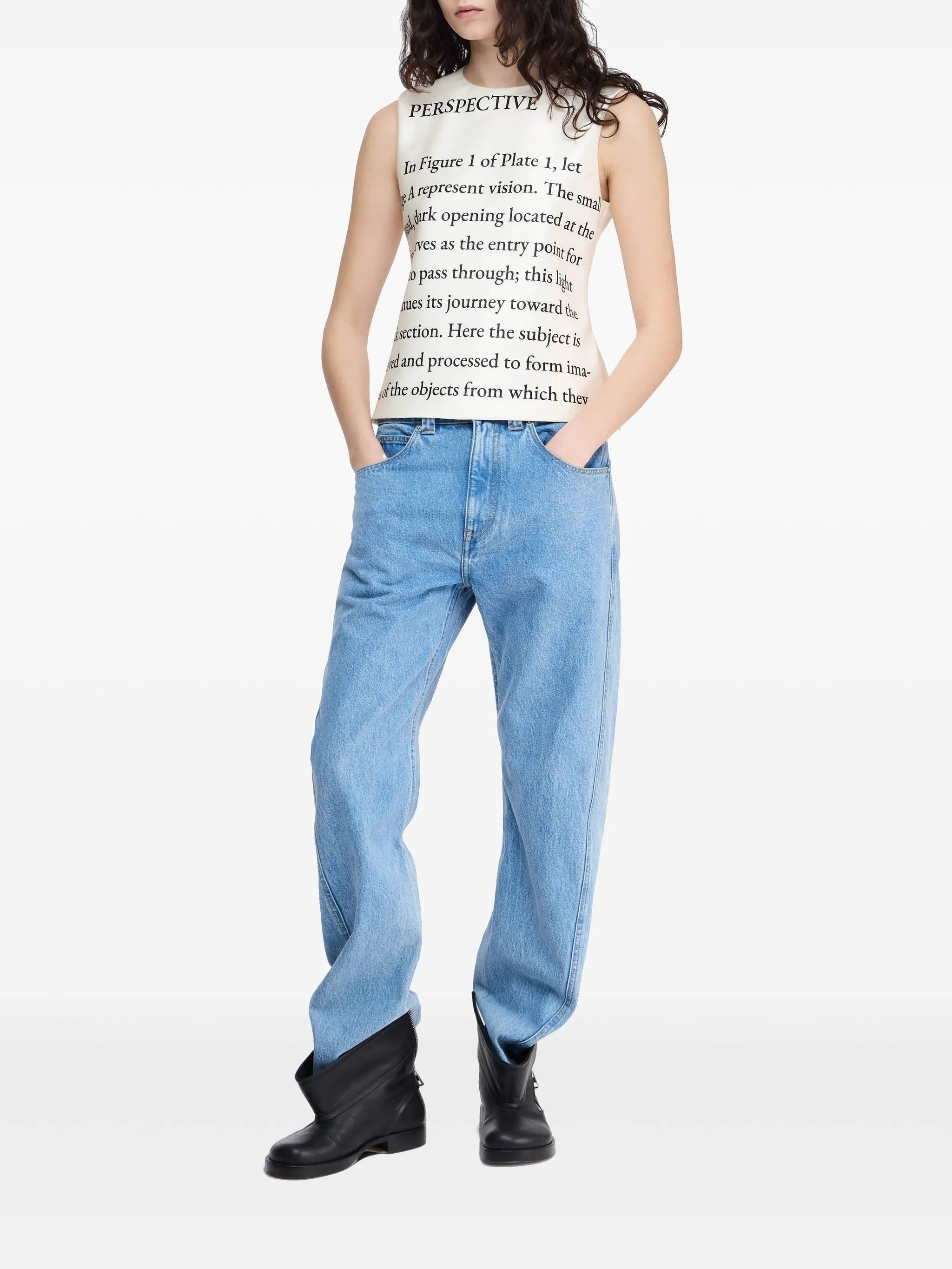 text-print tank top
