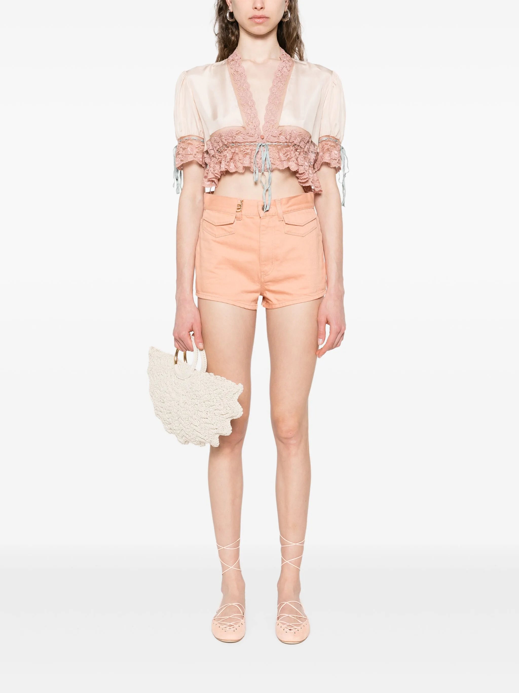 lace-trim blouse