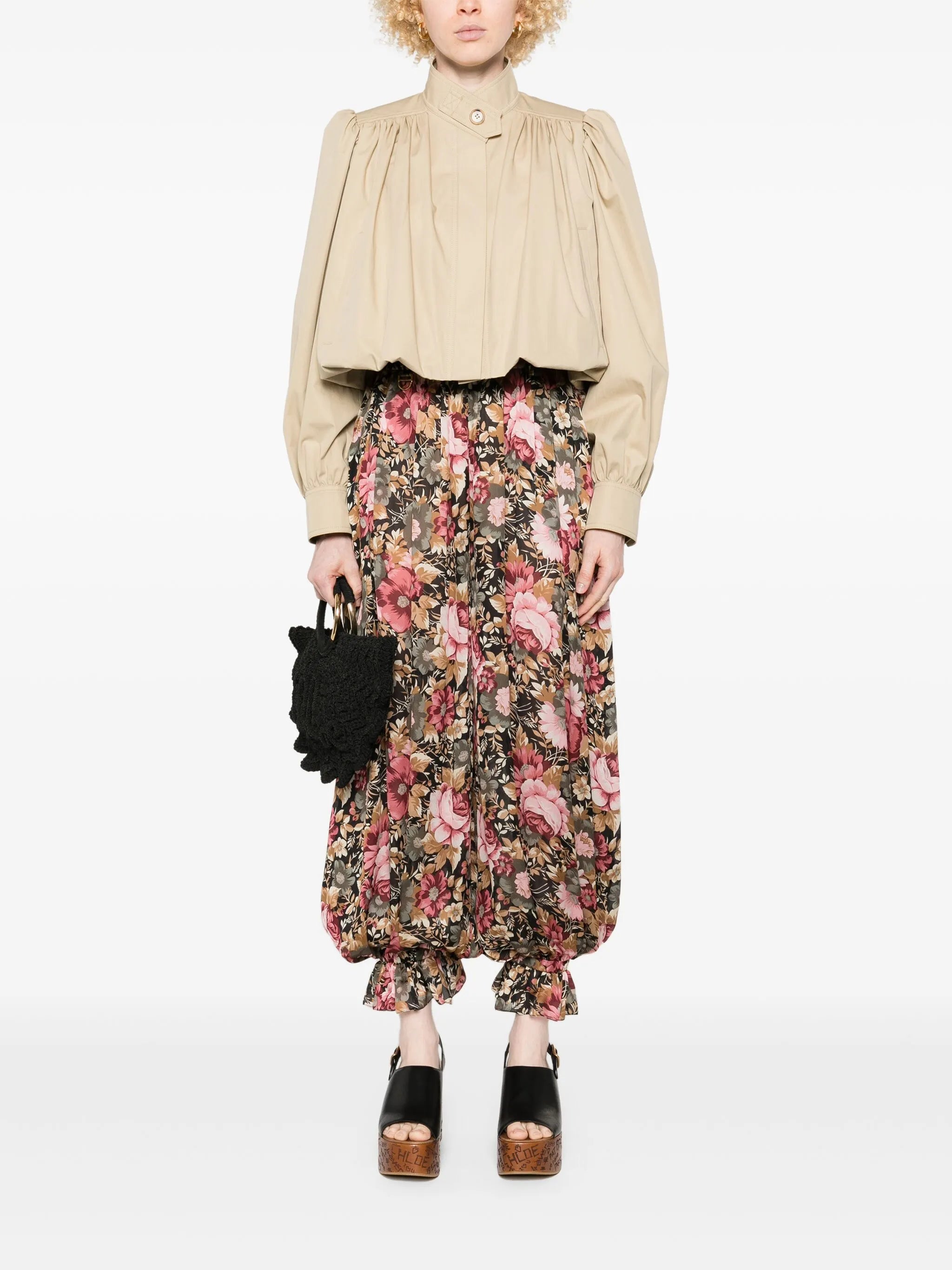 pleated silk trousers