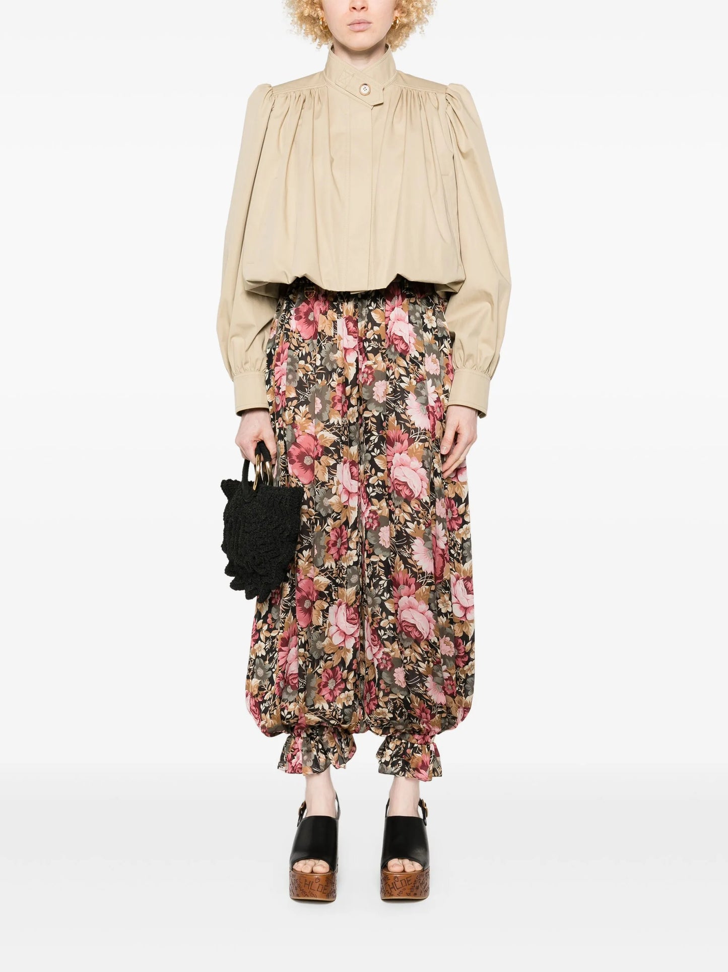 pleated silk trousers
