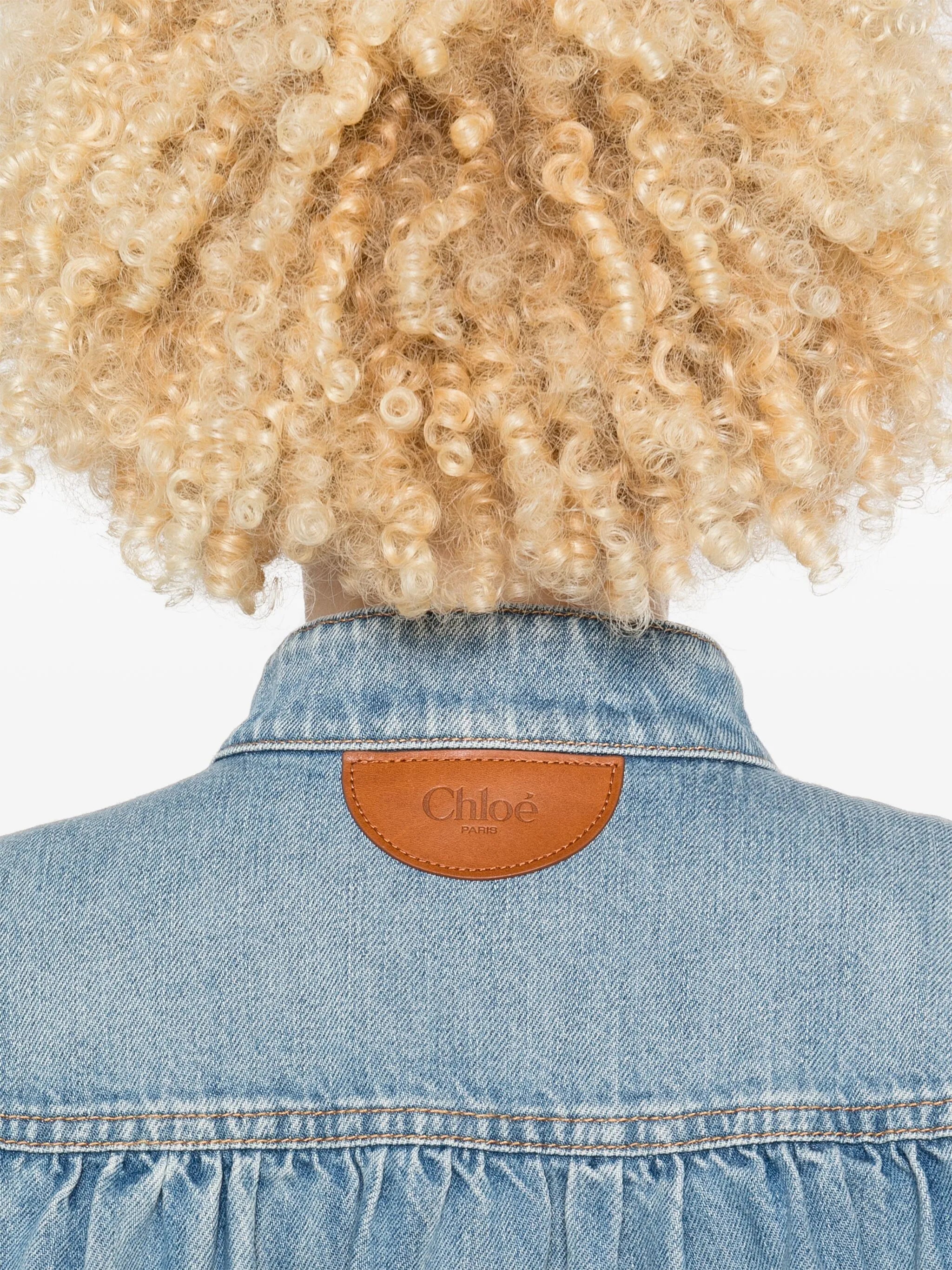gathered denim jacket