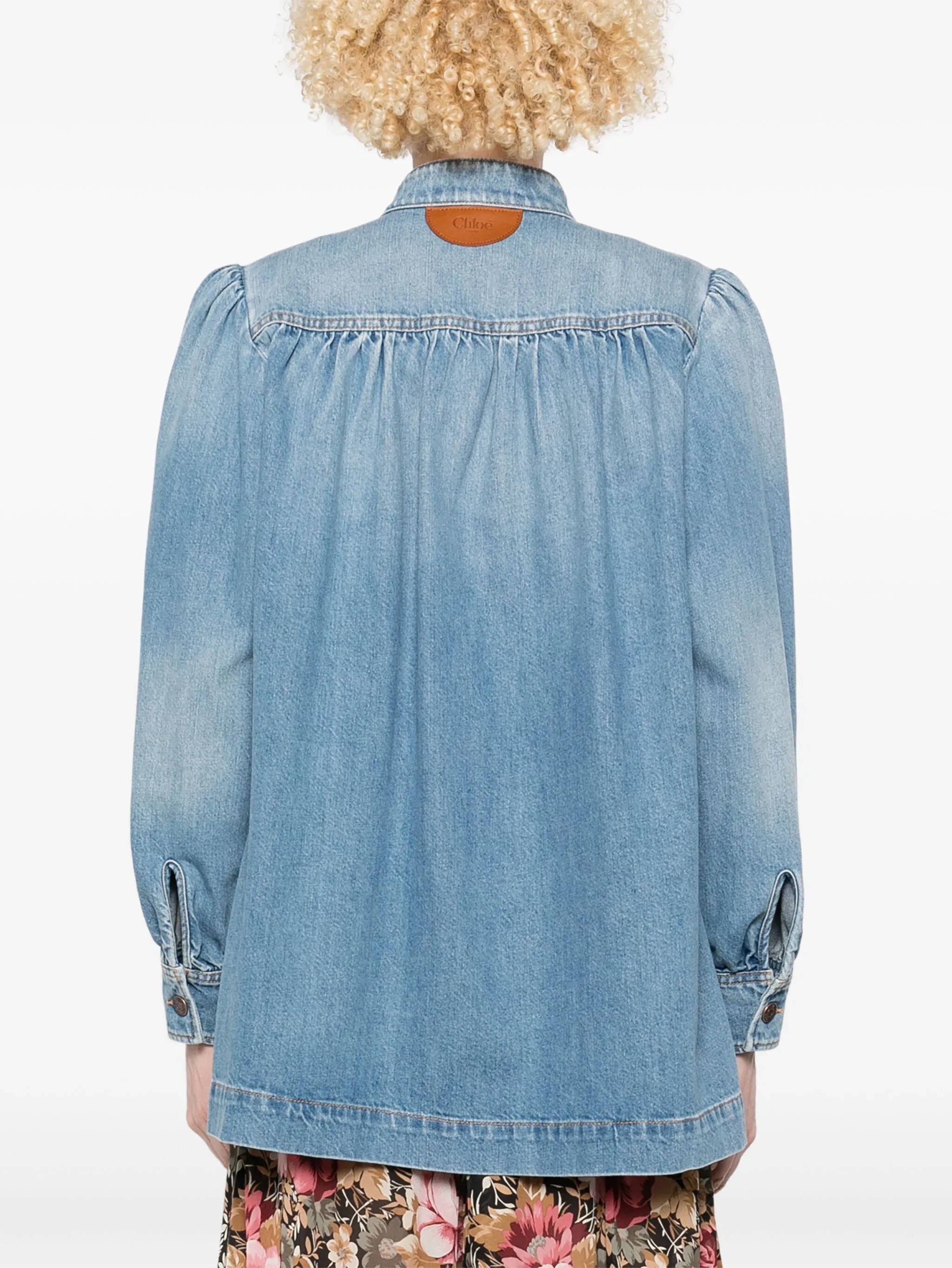 gathered denim jacket