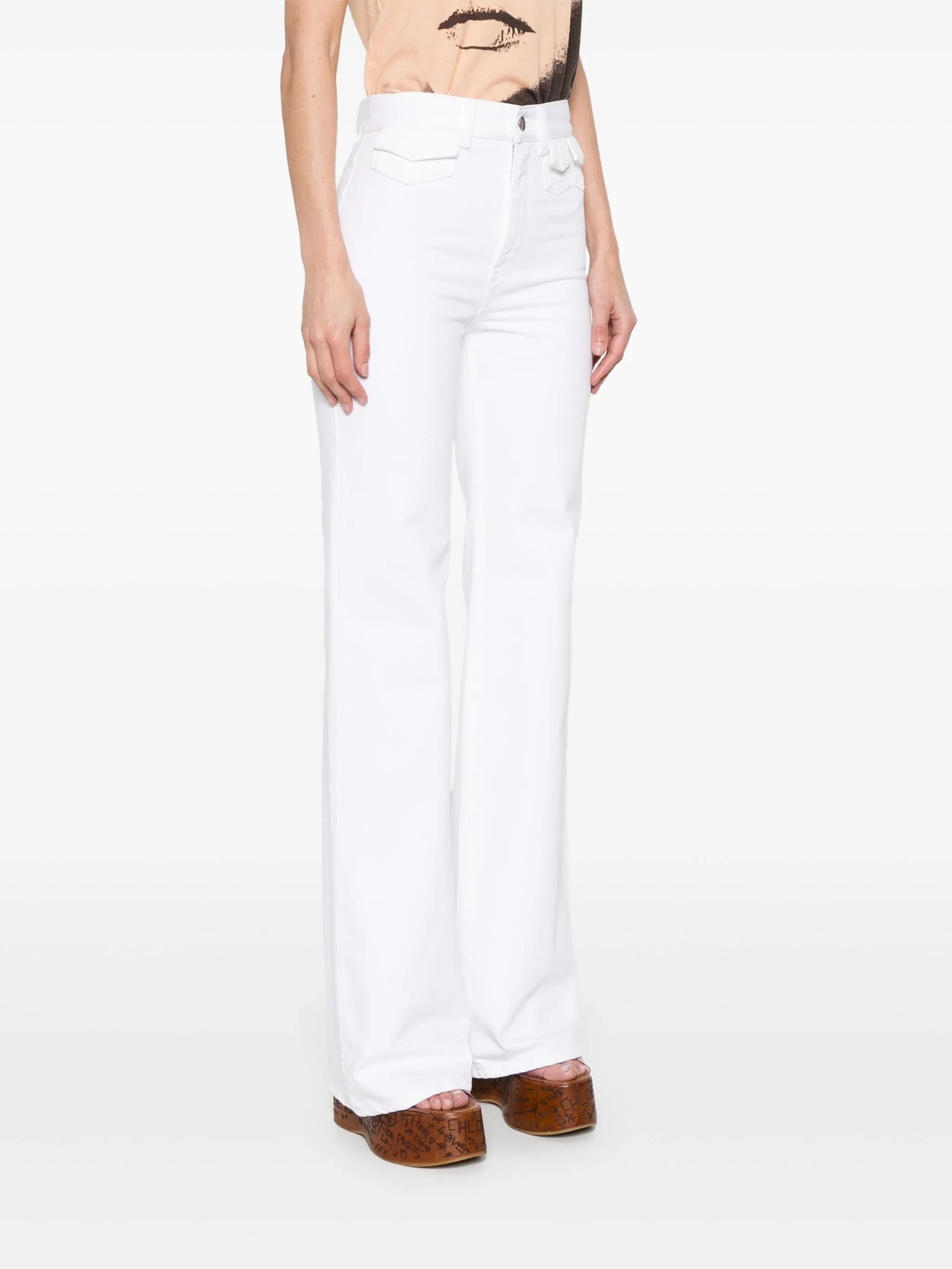 high-waisted straight-leg jeans