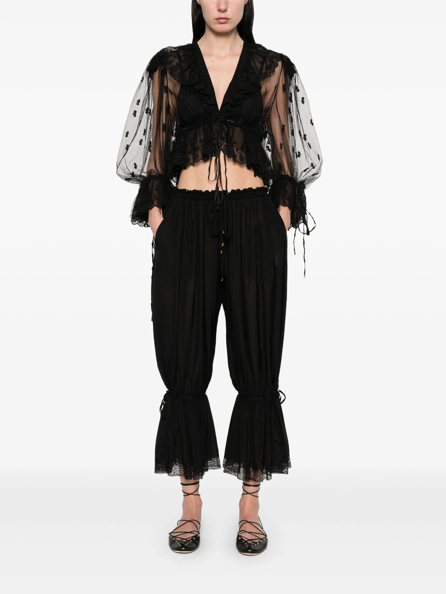 cinched cropped trousers