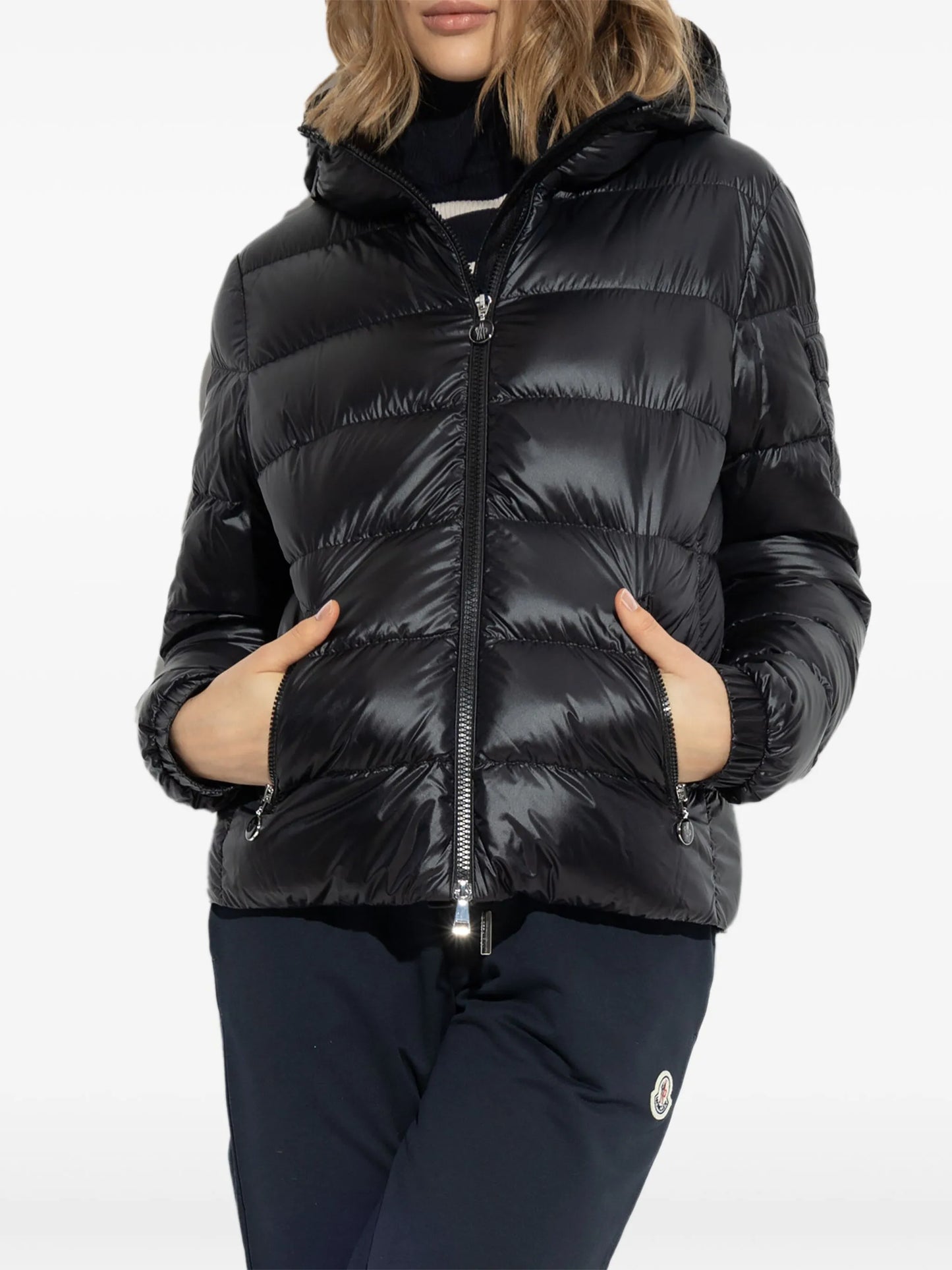 Glesse hooded short down jacket