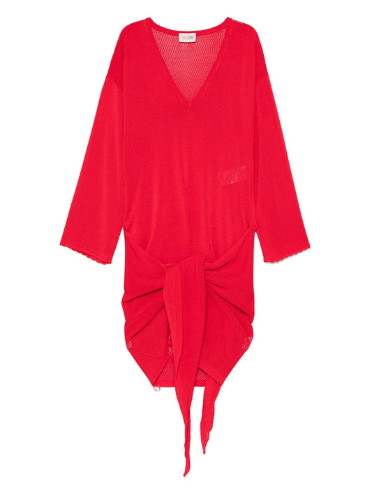 V-neck knotted mini dress
