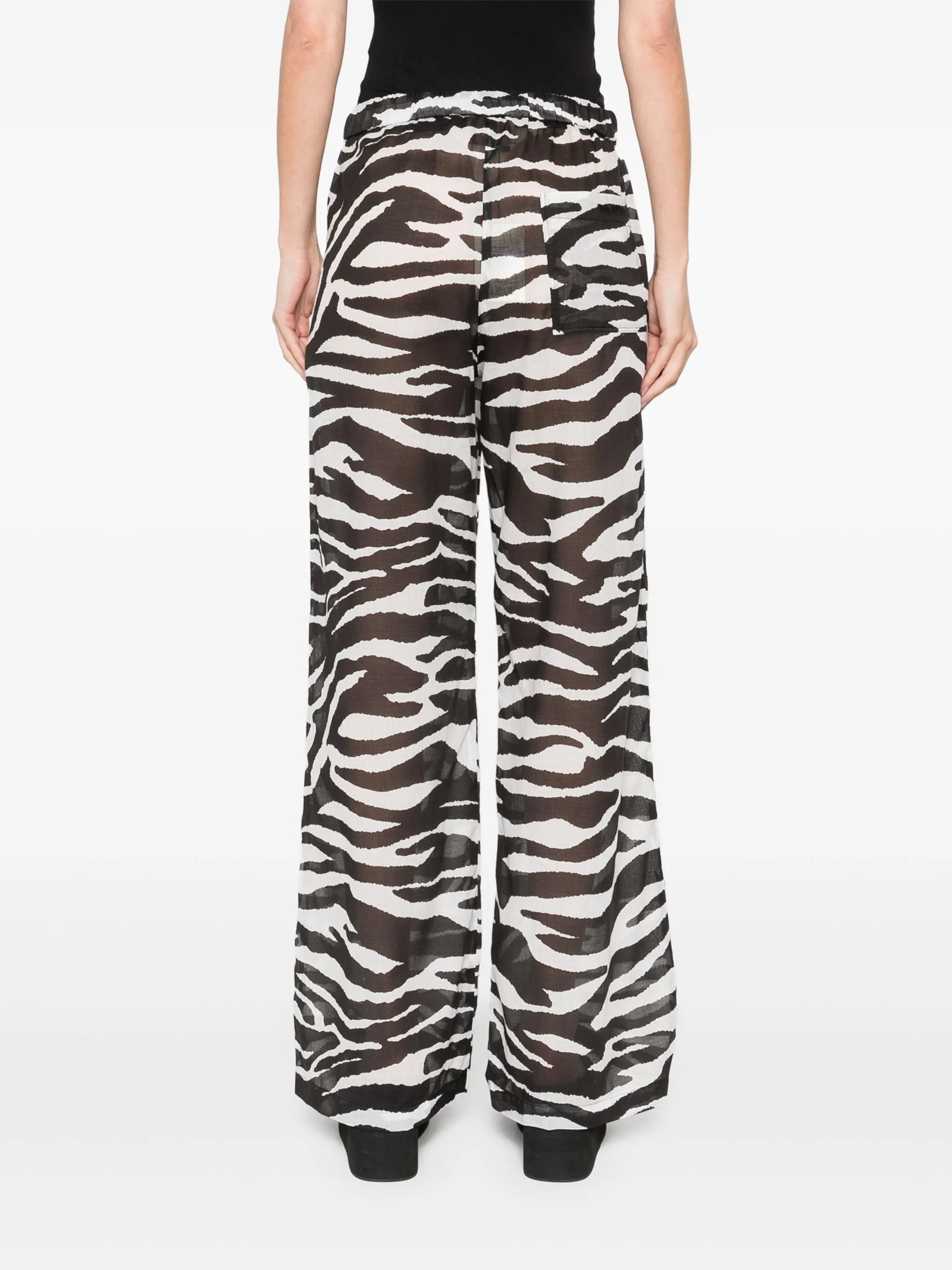 zebra-print sheer trousers