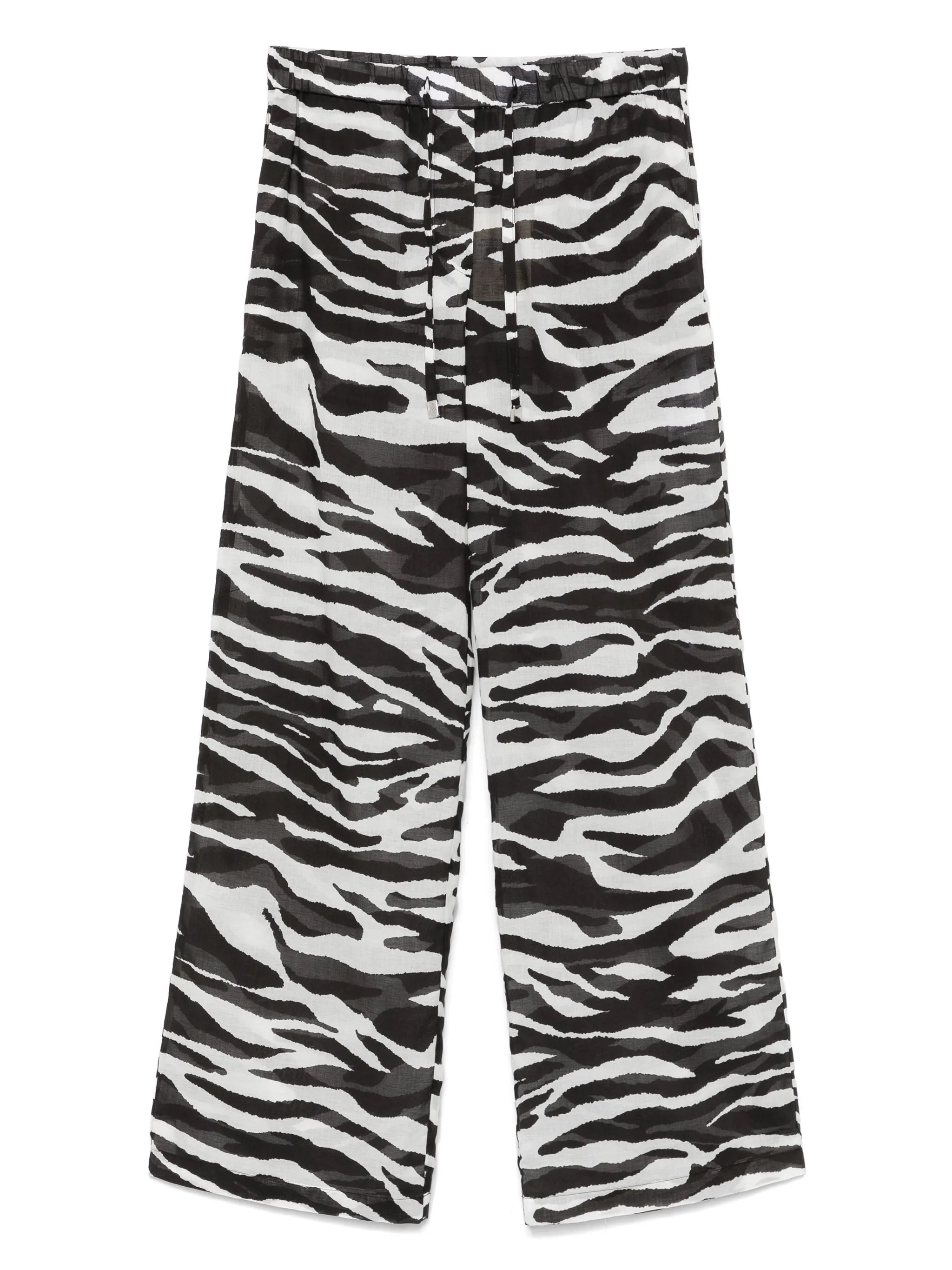 zebra-print sheer trousers