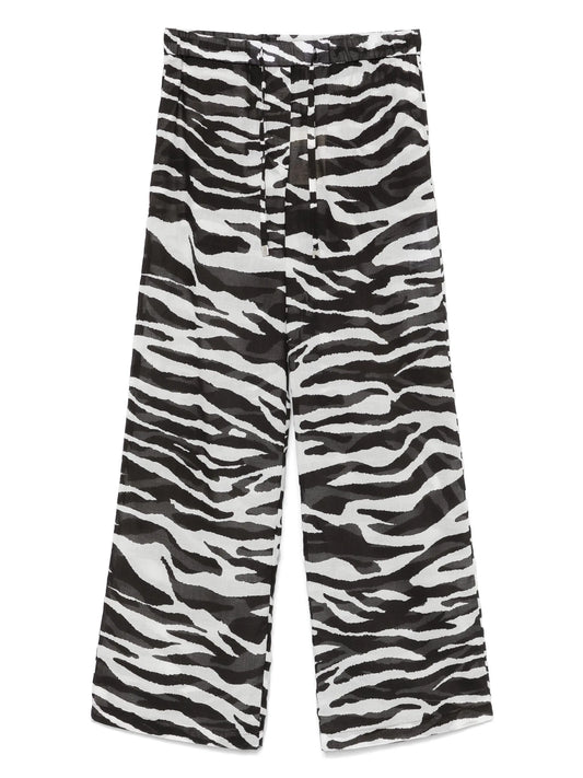zebra-print sheer trousers