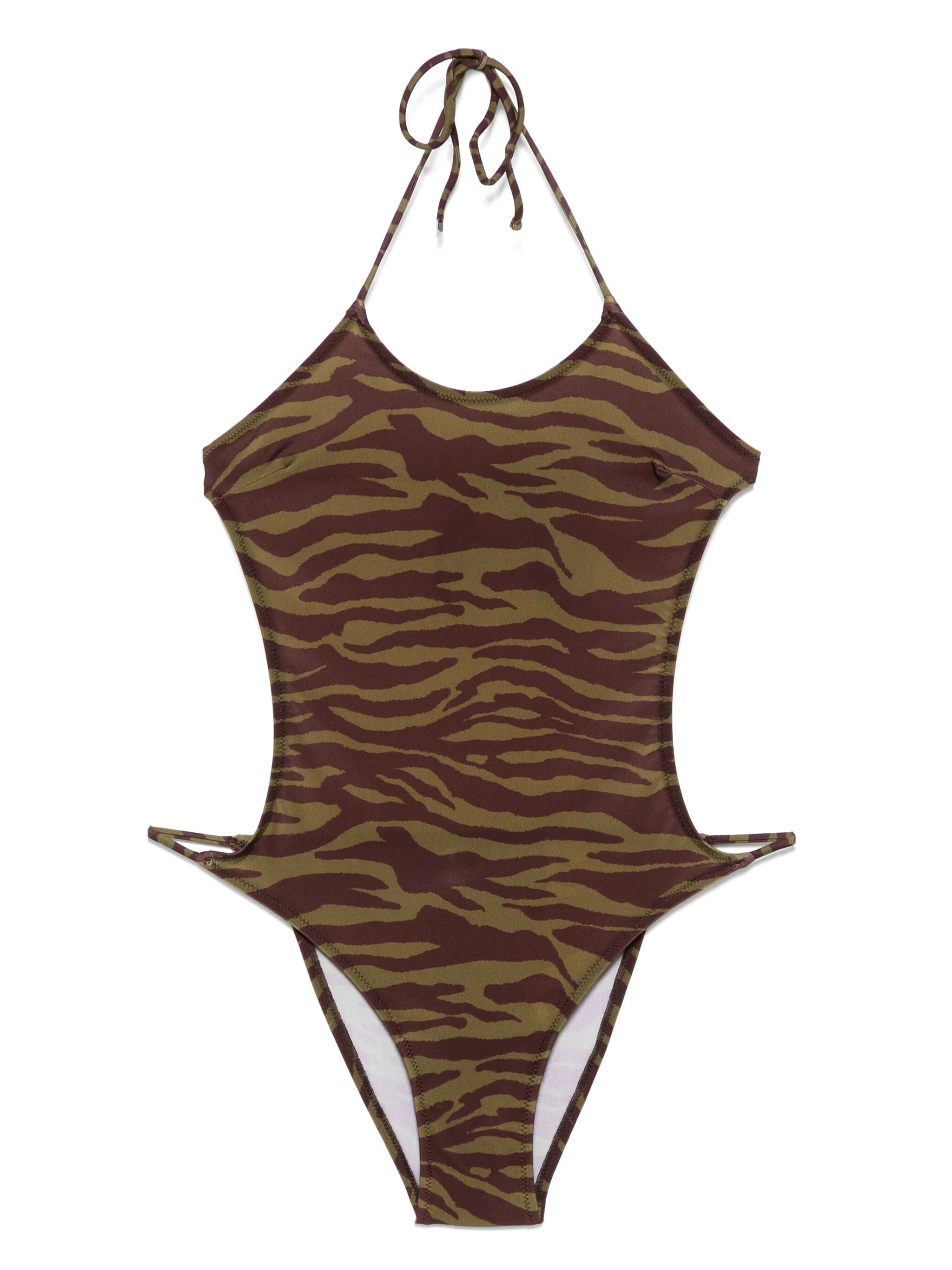 zebra-print swimsuit