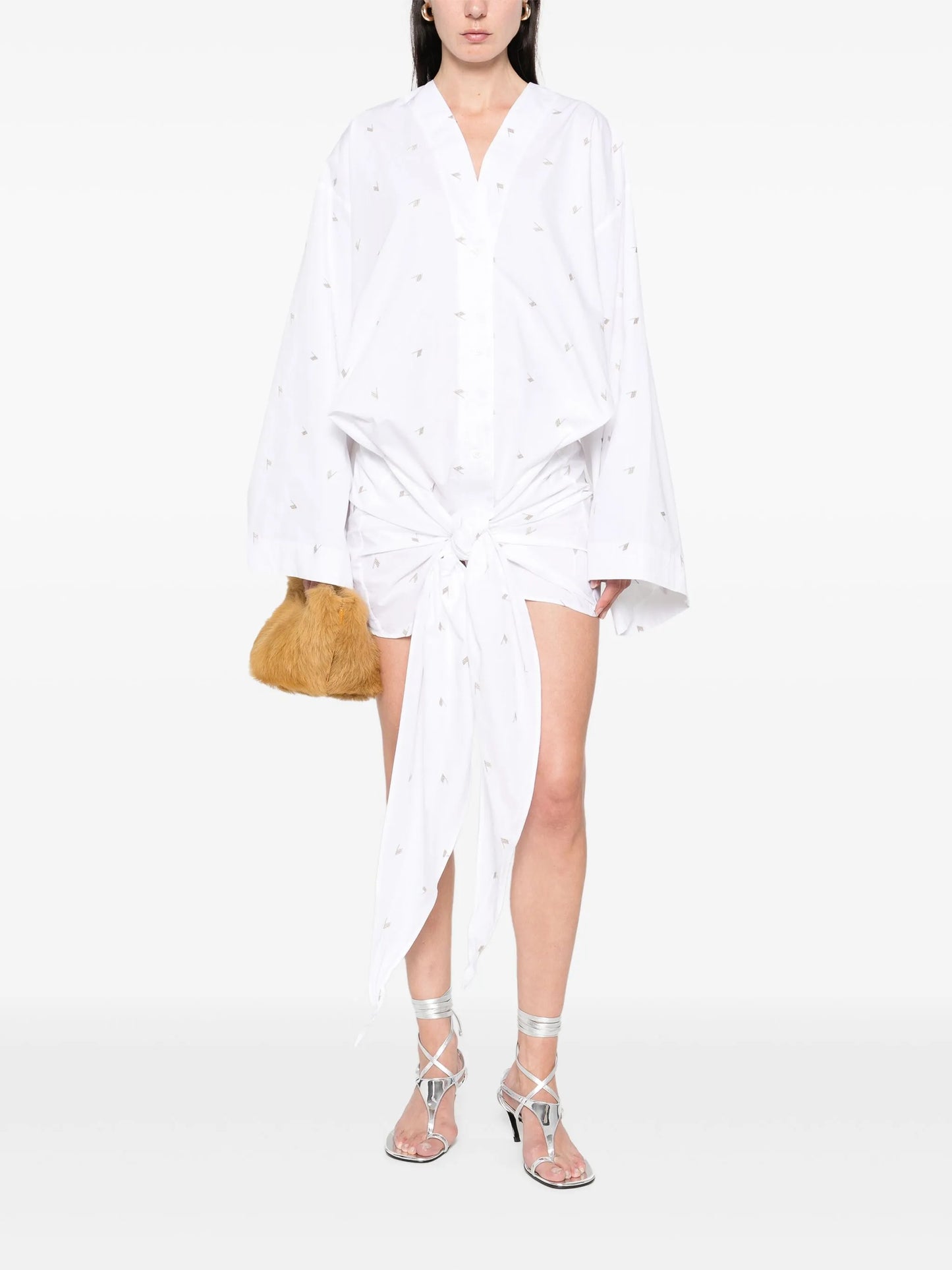 logo-embroidered mini dress