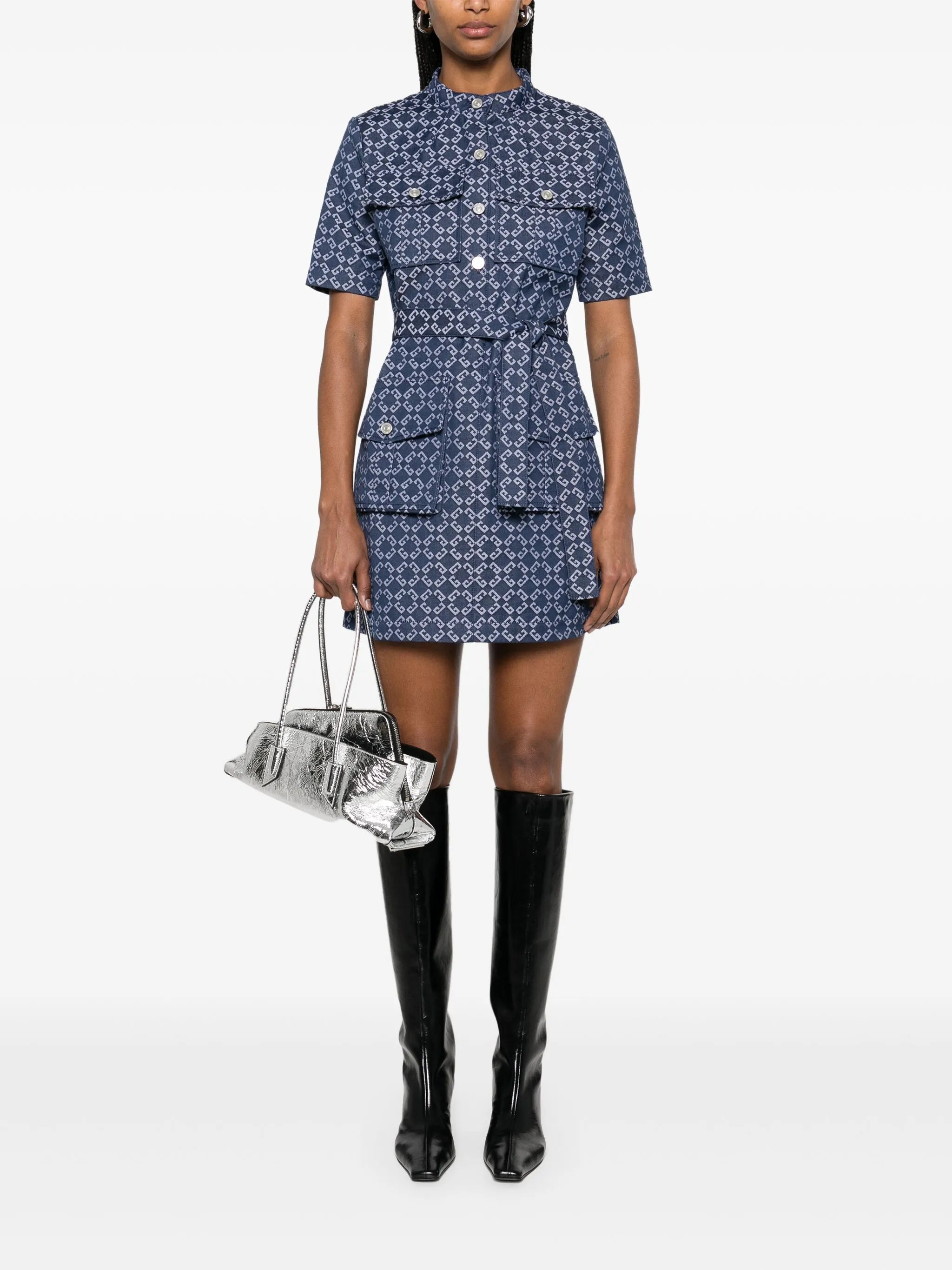 Safari dress in monogram 72 denim
