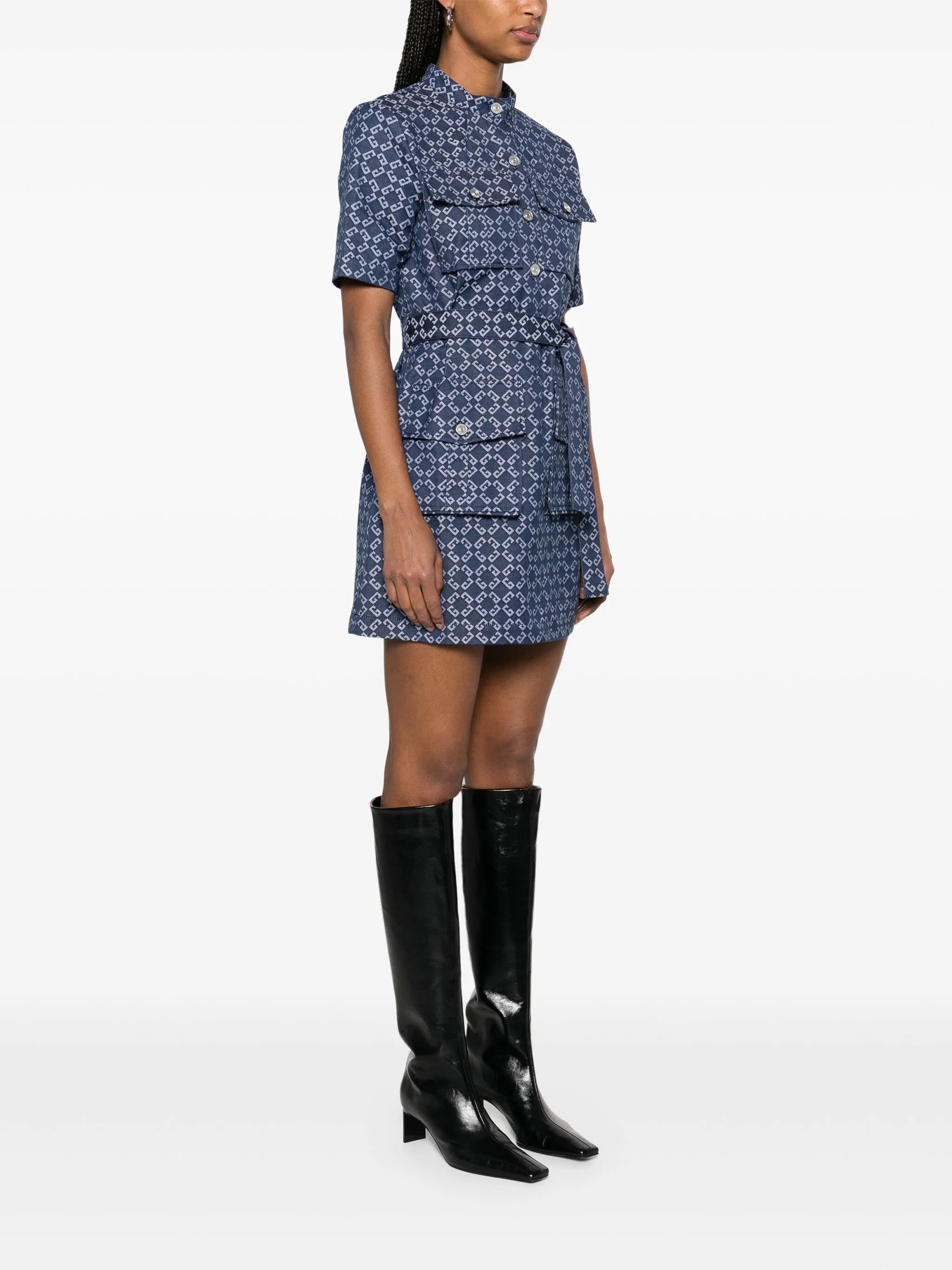 Safari dress in monogram 72 denim