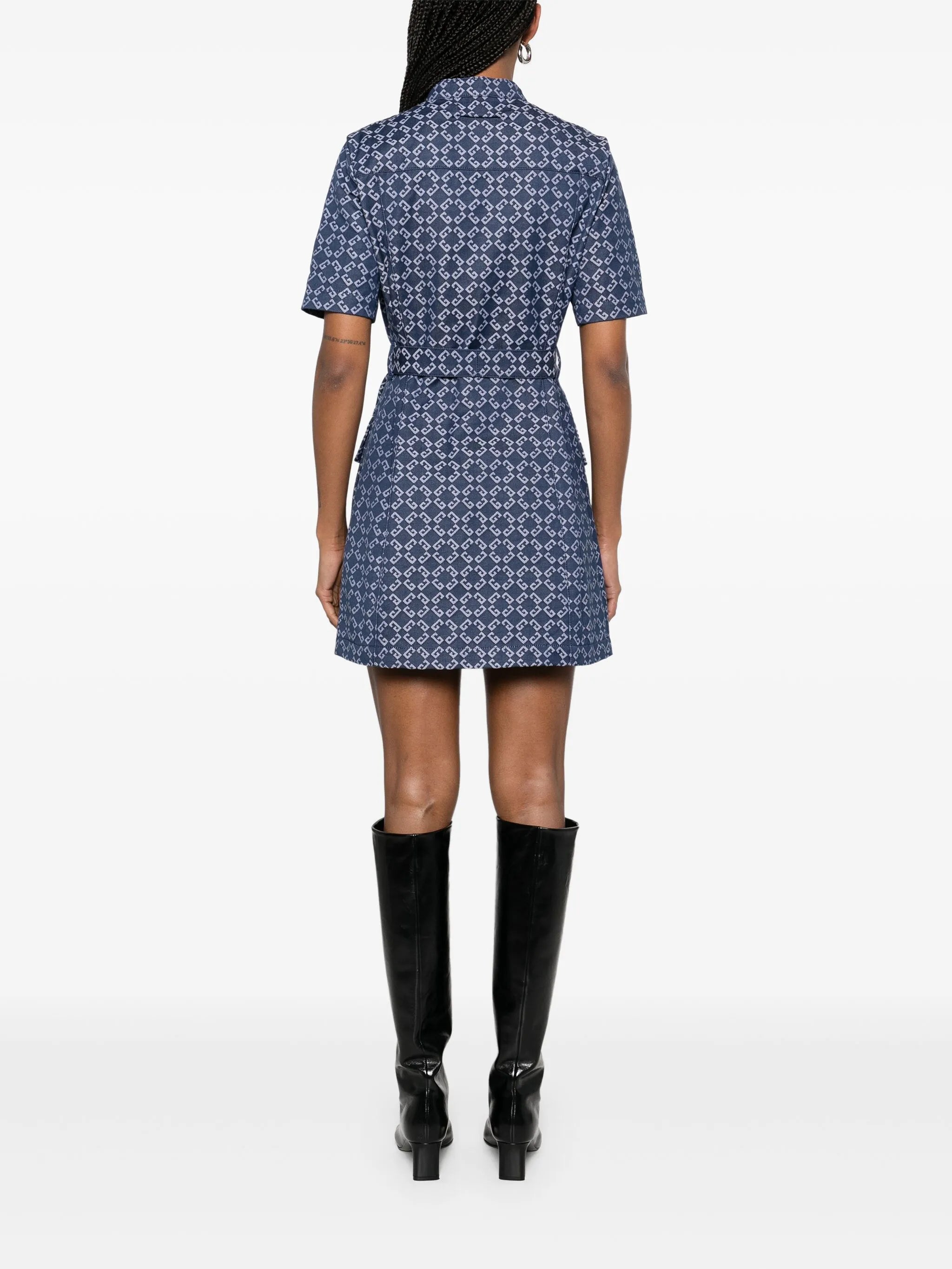 Safari dress in monogram 72 denim
