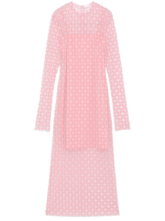 flocked-logo midi dress