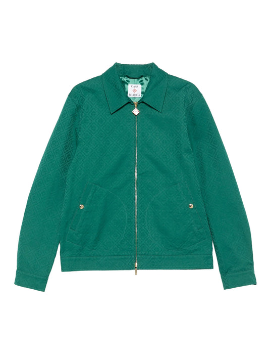 monogram-jacquard zip-front overshirt