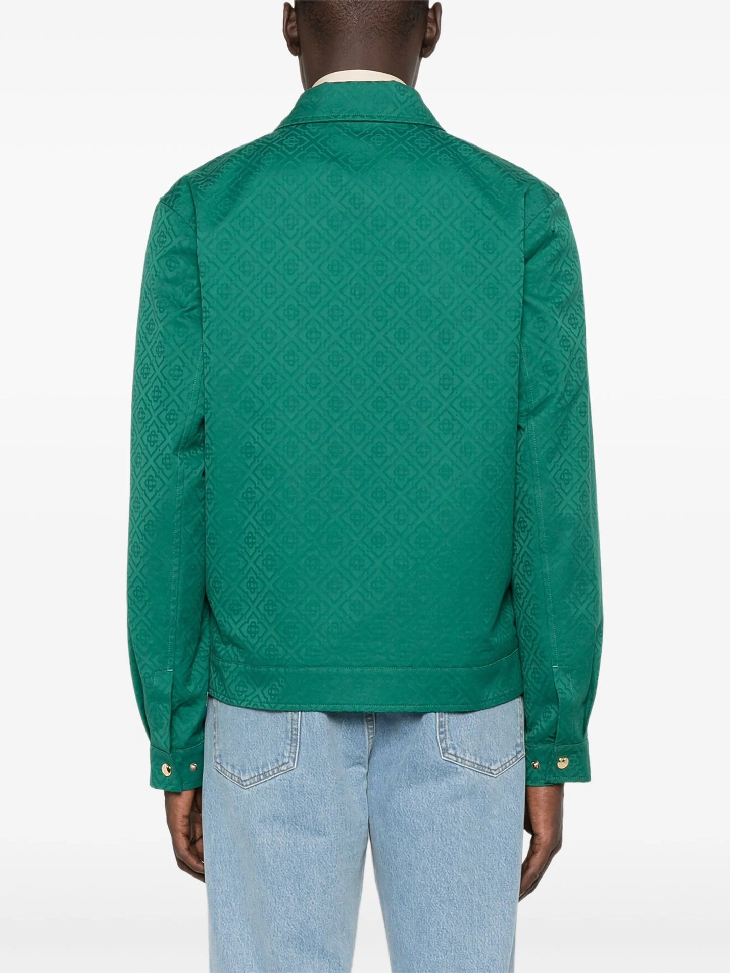 monogram-jacquard zip-front overshirt