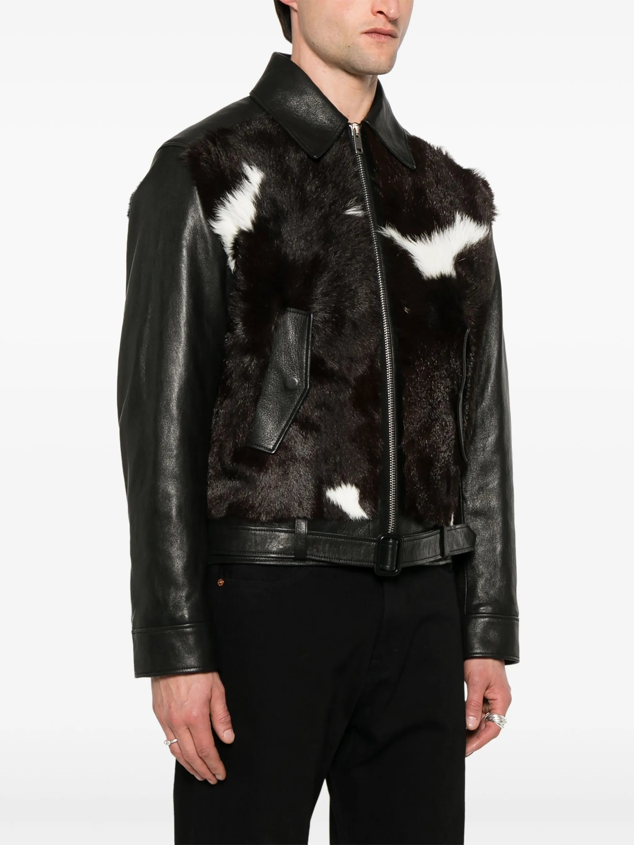Biker jacket in calfskin leather