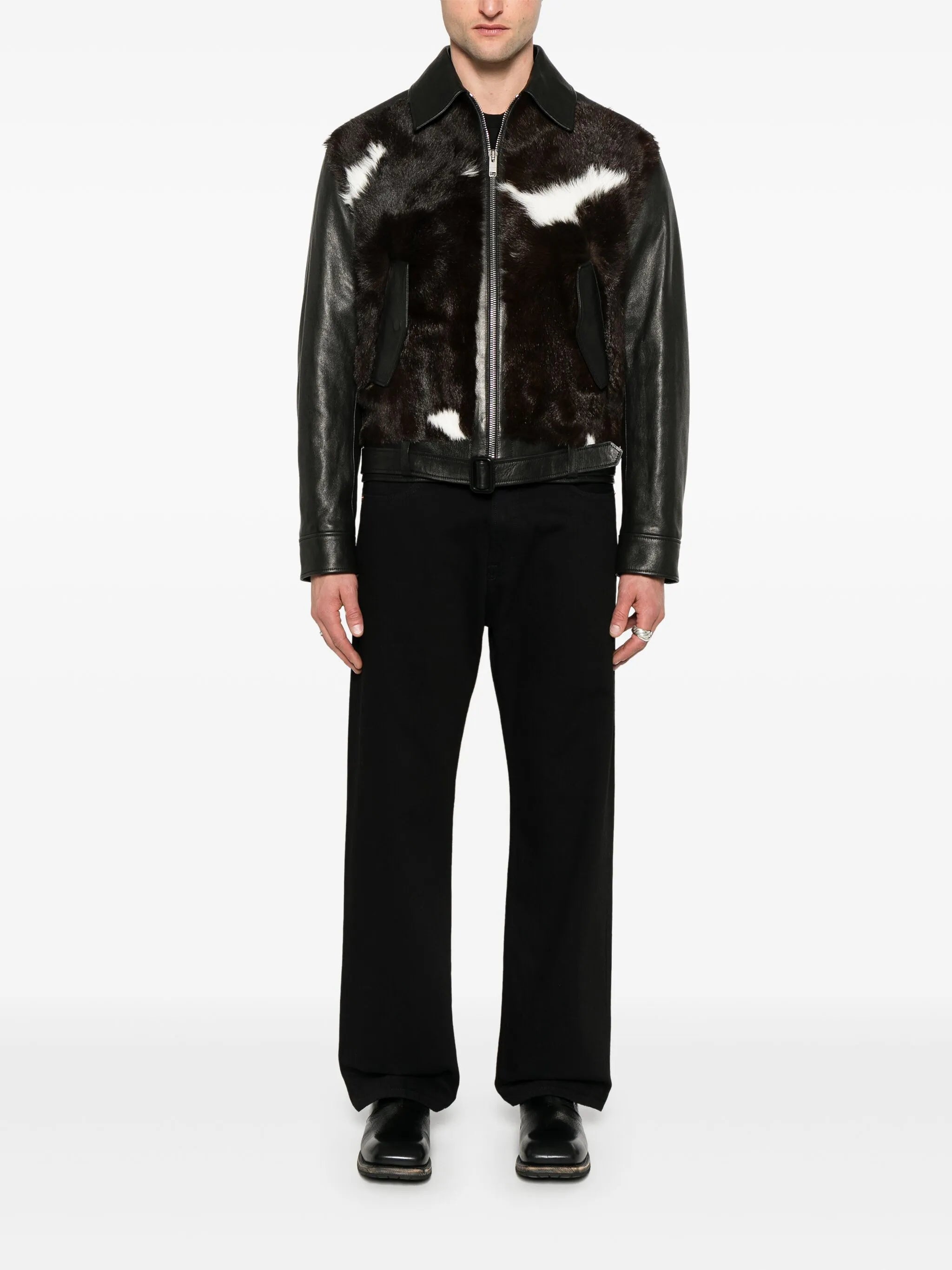 Biker jacket in calfskin leather