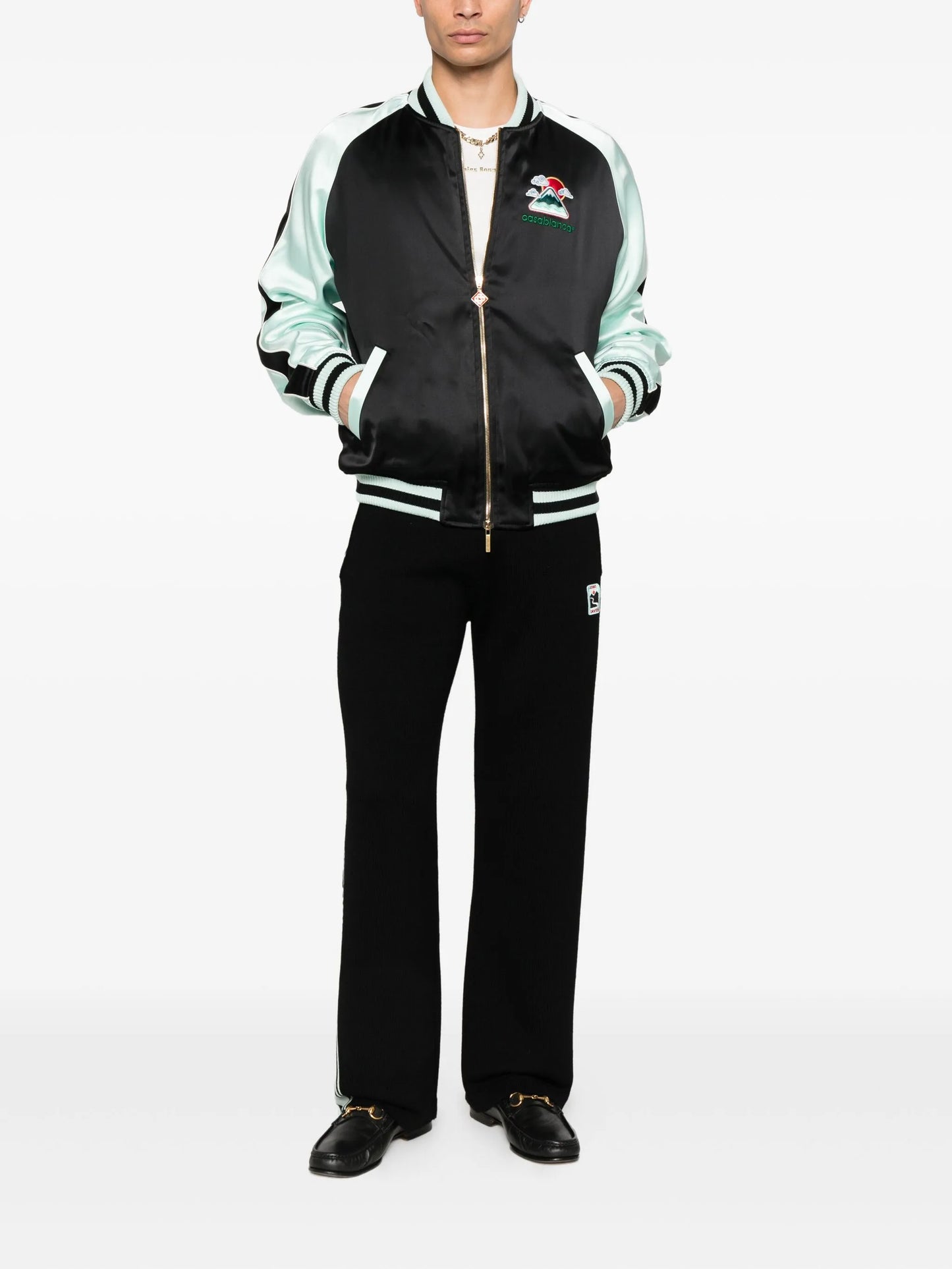 embroidered-logo bomber jacket