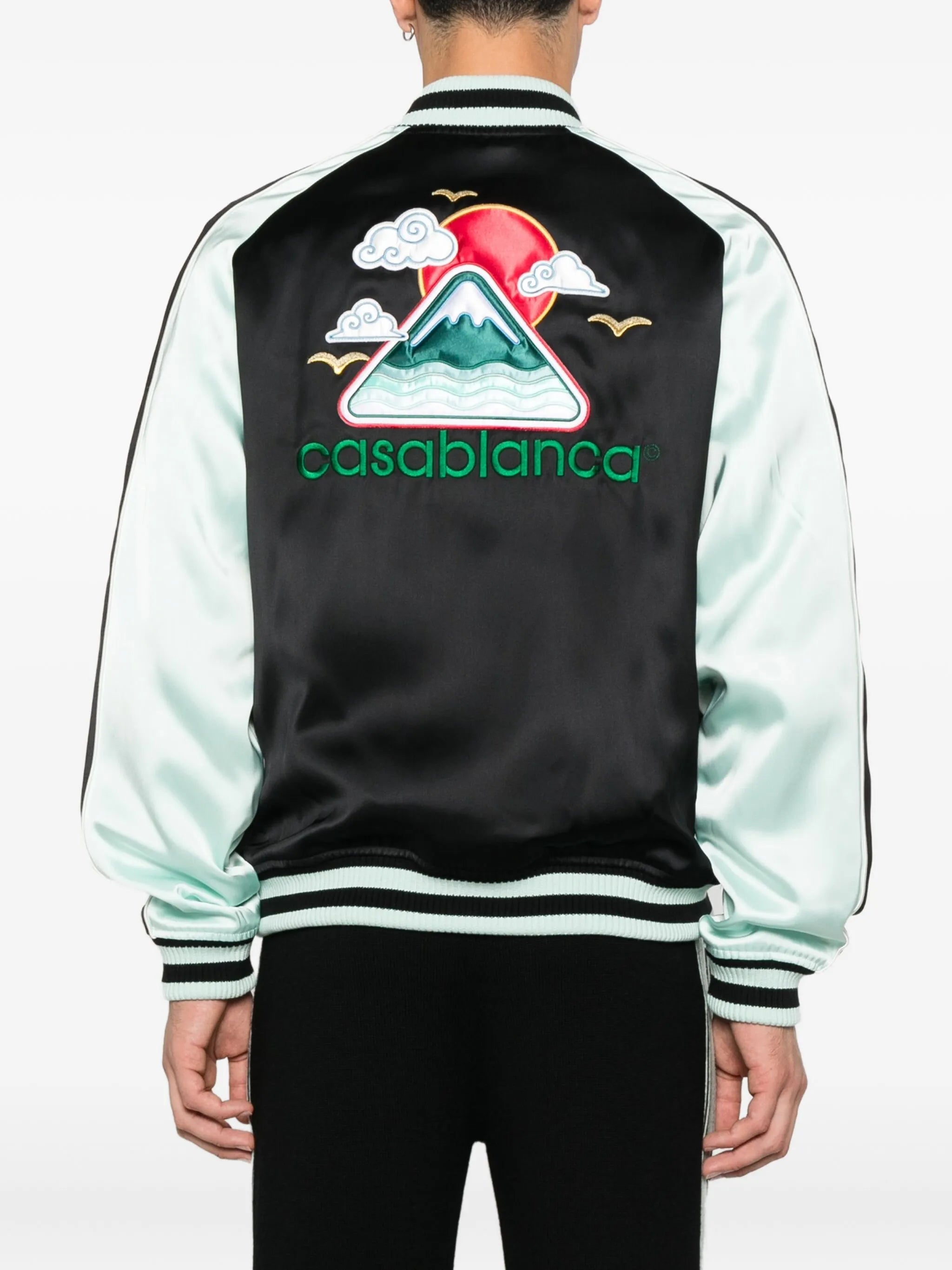 embroidered-logo bomber jacket