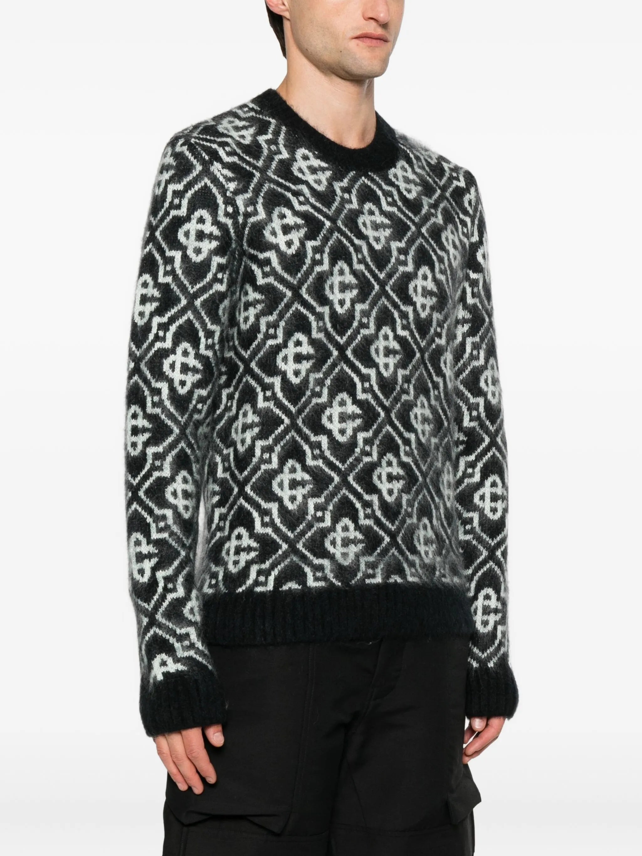 monogram-pattern knitted sweater