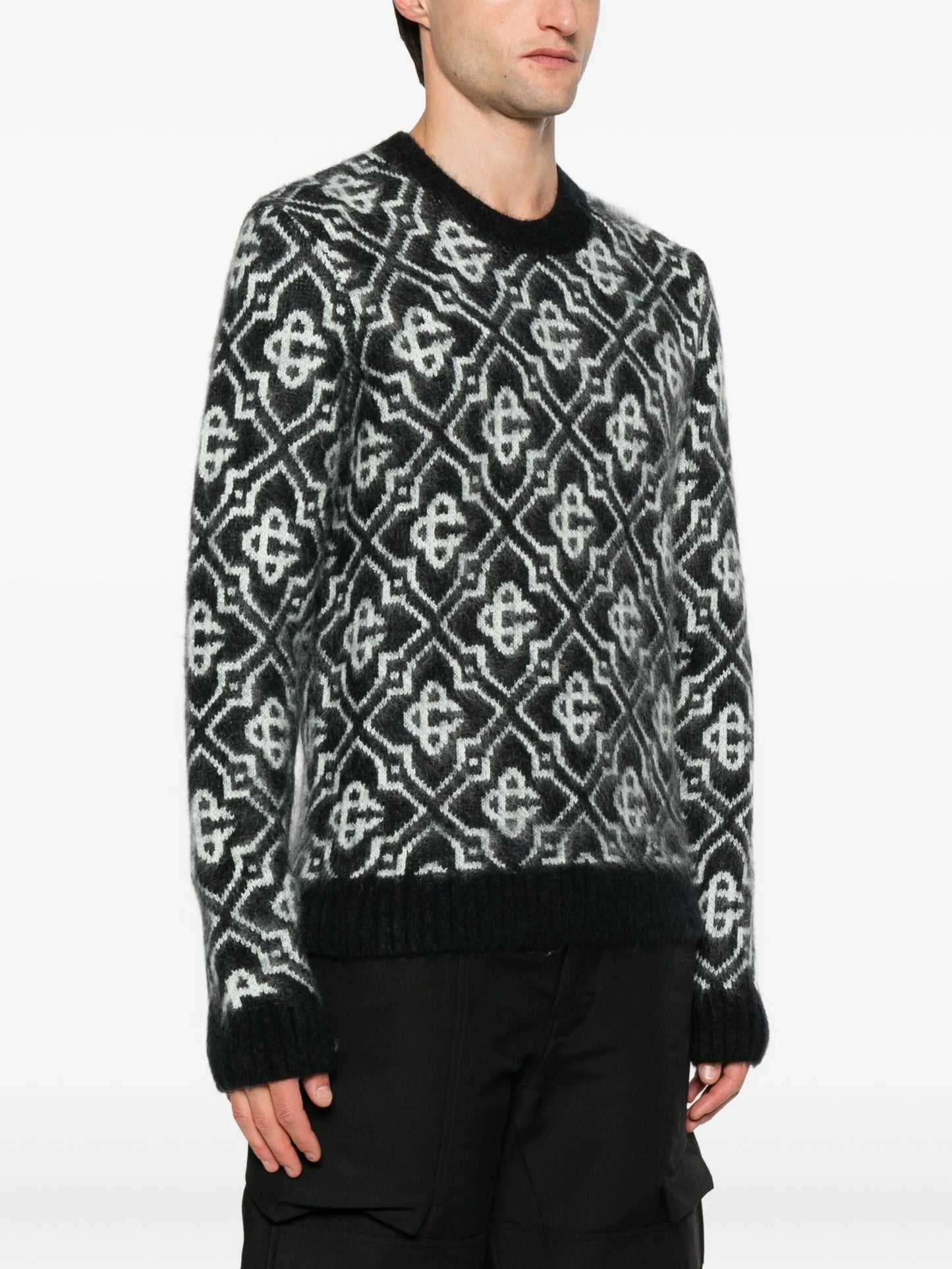 monogram-pattern knitted sweater