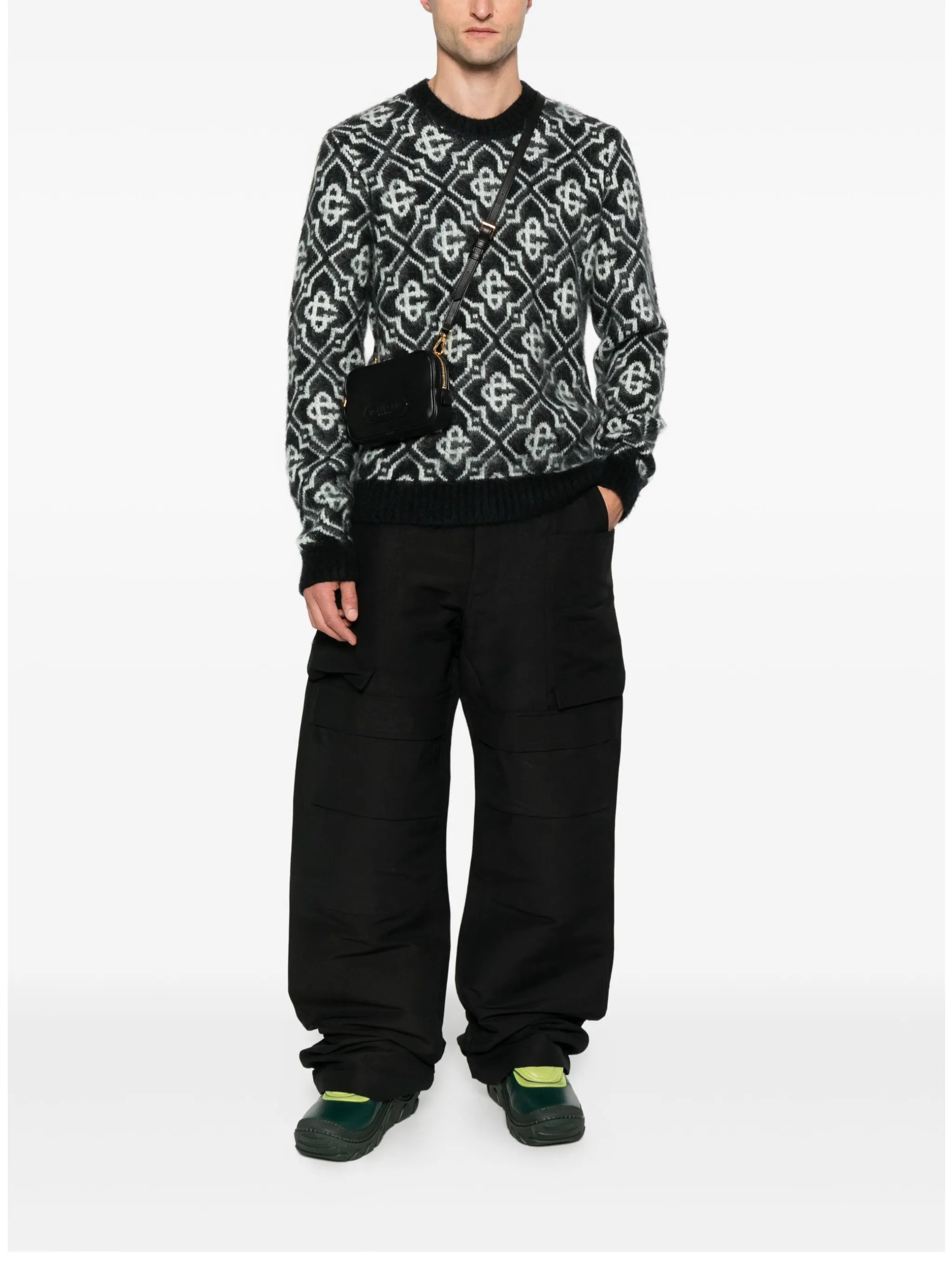 monogram-pattern knitted sweater