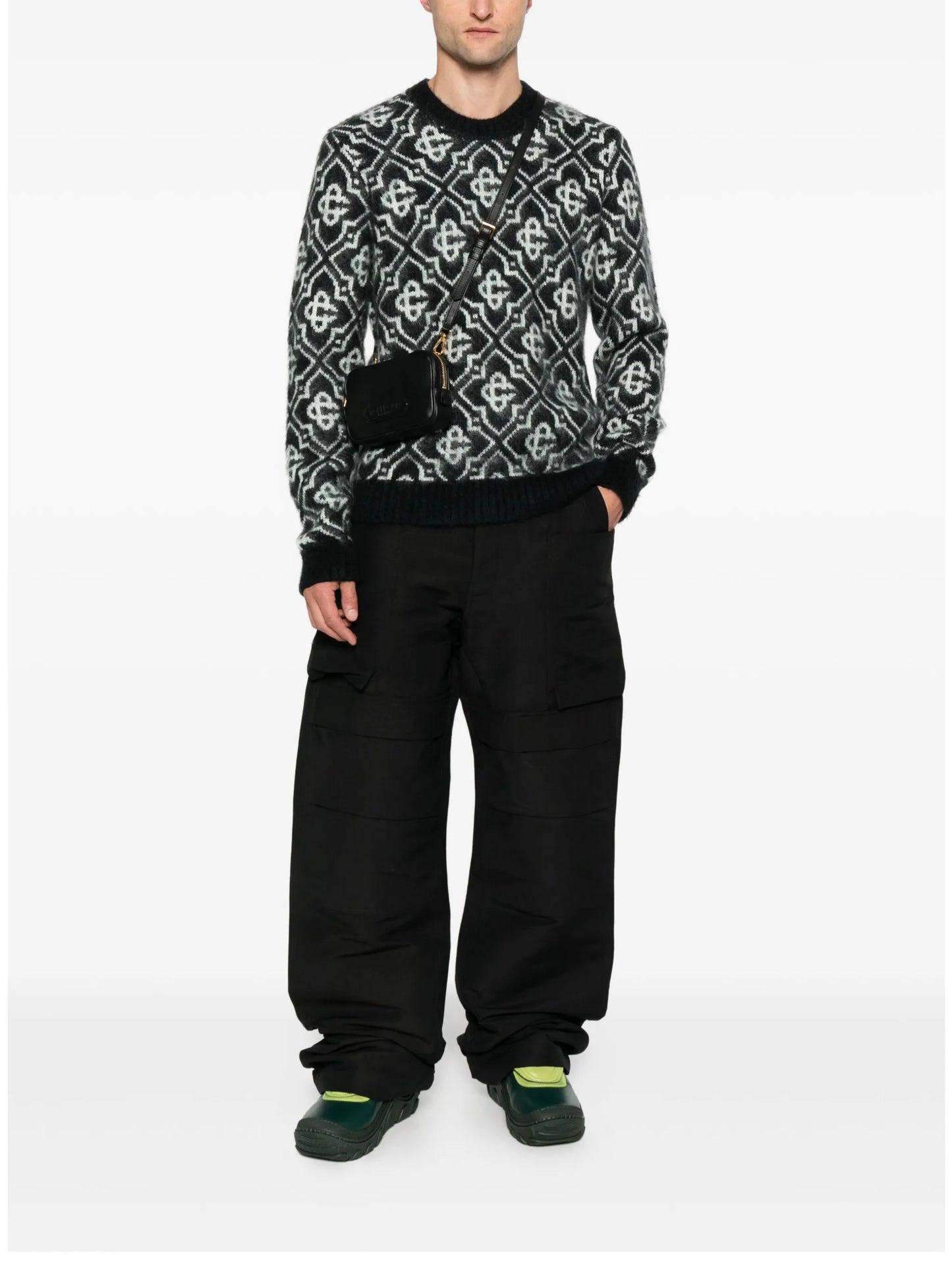 monogram-pattern knitted sweater